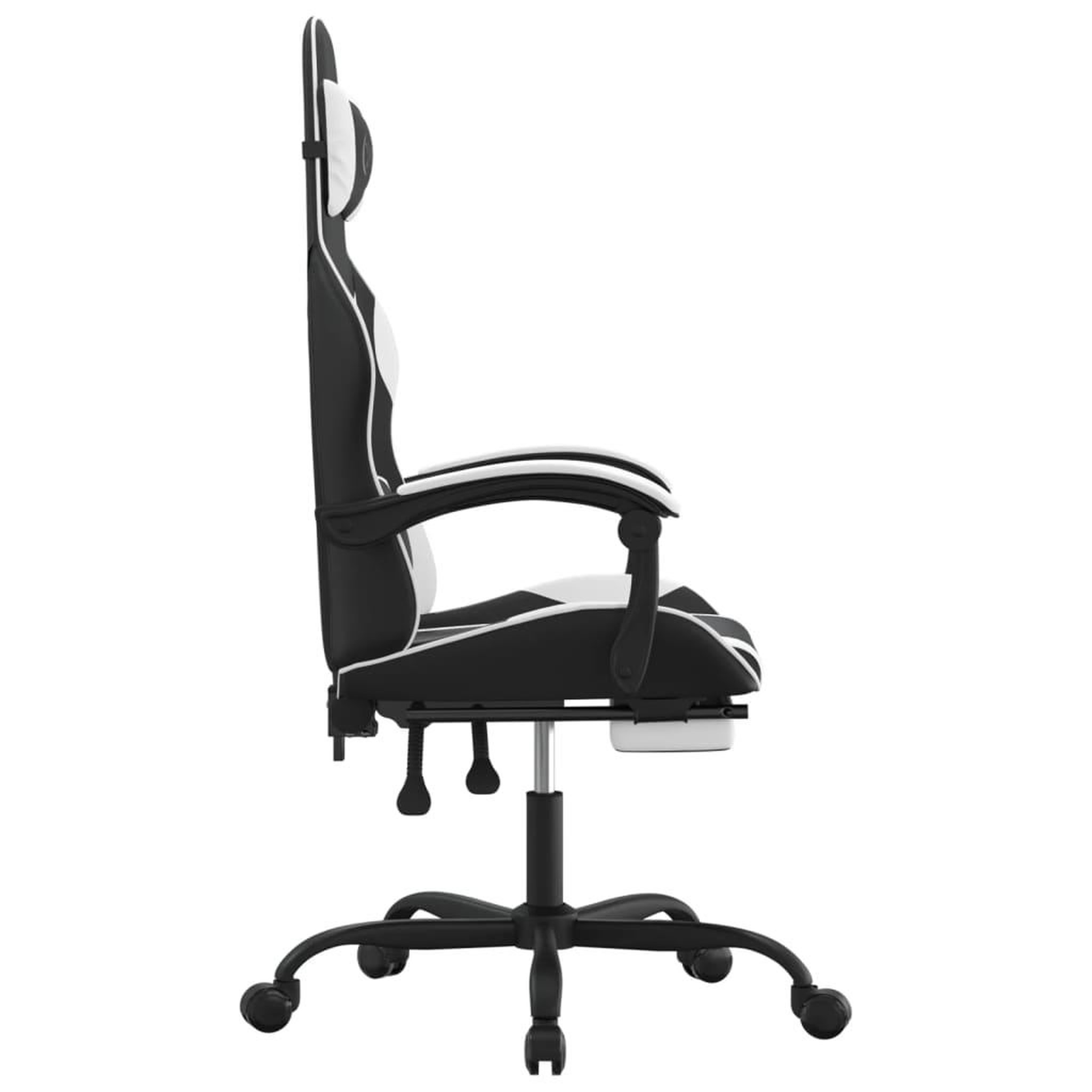 Voir la diapositive 4 : VIDAXL Chaise de jeu avec repose-pied Noir et blanc Similicuir