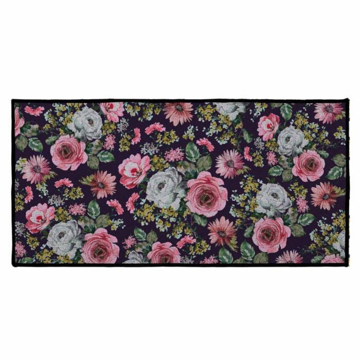 Paris Prix Tapis Déco  Flower Life  57x115cm Prune & Rose