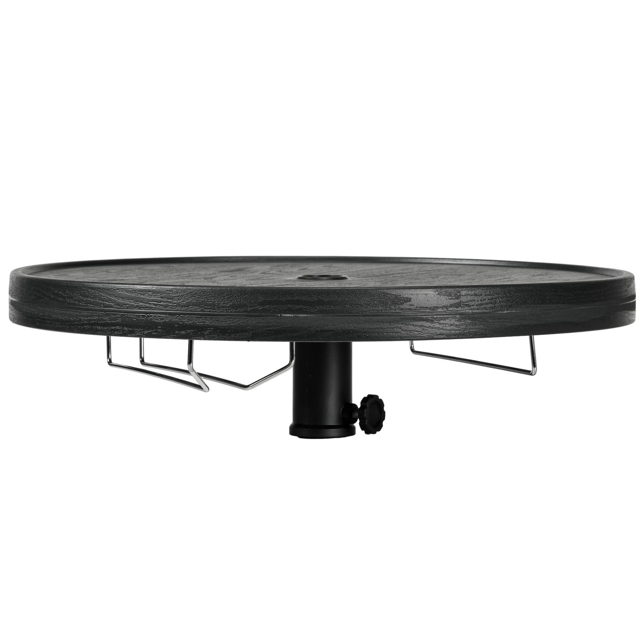 Voir la diapositive 4 : OUTSUNNY Table basse table de parasol Ø 60 cm compatible parasol mât 3,8 cm HDPE aspect bois noir