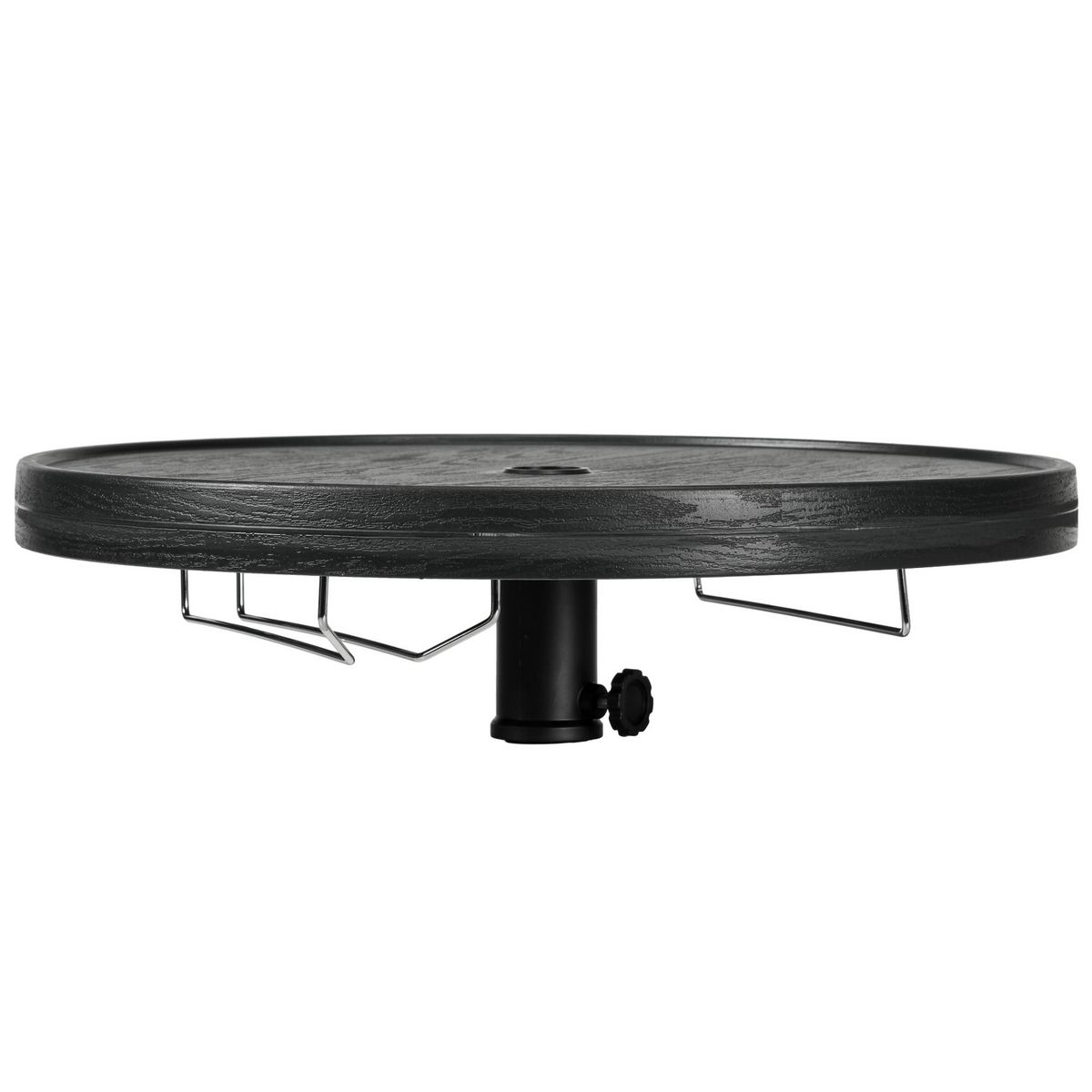 OUTSUNNY Table basse table de parasol Ø 60 cm compatible parasol mât 3,8 cm HDPE aspect bois noir