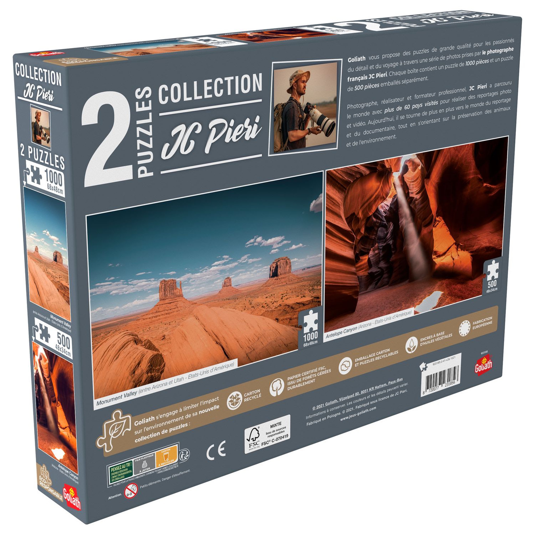 Voir la diapositive 2 : GOLIATH Puzzles 1000 et 500 pièces  Collection JC Pieri Monument Valley et Antelope Canyon (Etats-Unis)