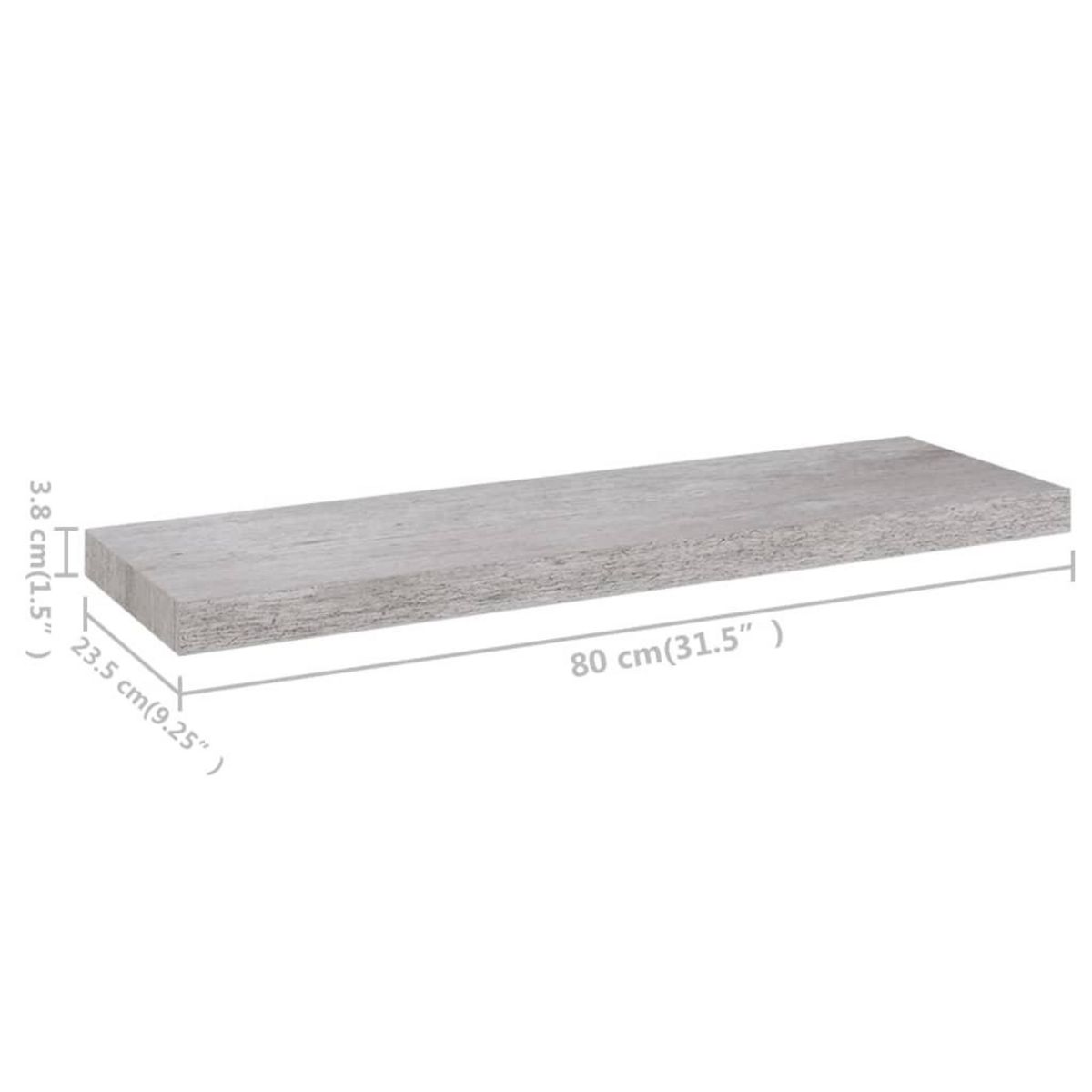 VIDAXL Etagere murale flottante Gris beton 80x23,5x3,8 cm MDF