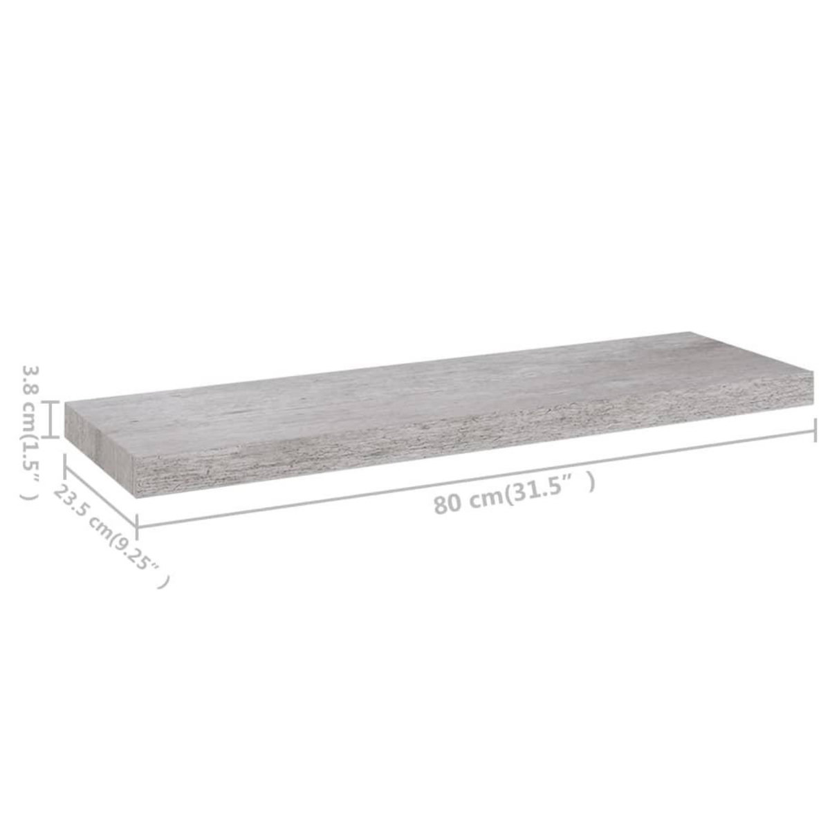 VIDAXL Etagere murale flottante Gris beton 80x23,5x3,8 cm MDF