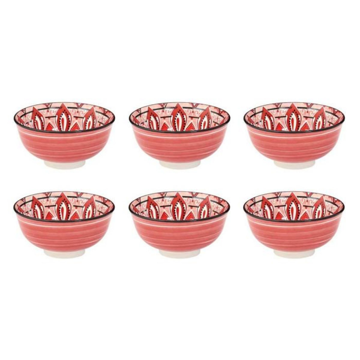Paris Prix Lot de 6 Bols en Porcelaine  Jaipur  22cl Rouge