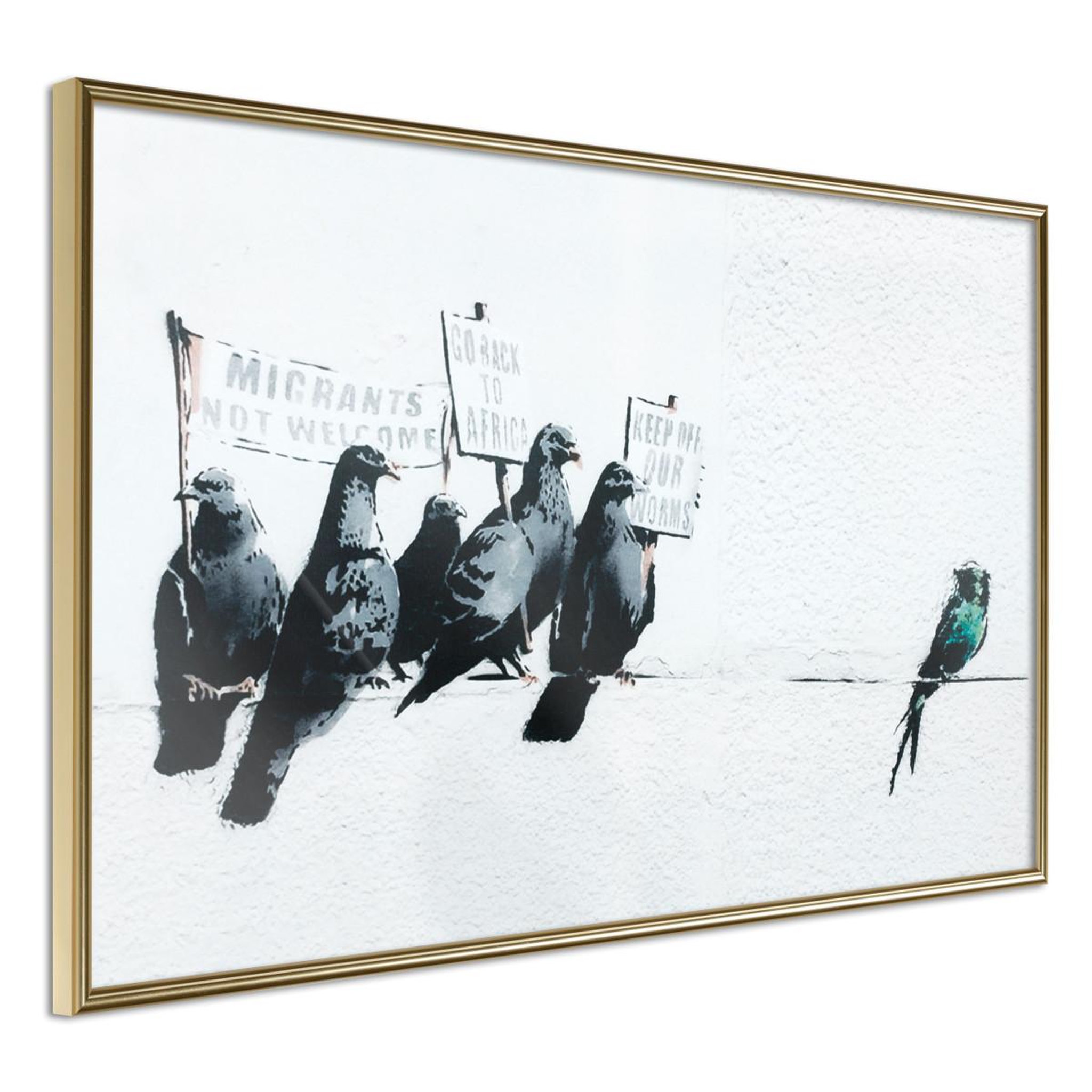 Paris Prix Affiche Murale Encadrée  Banksy Pigeons