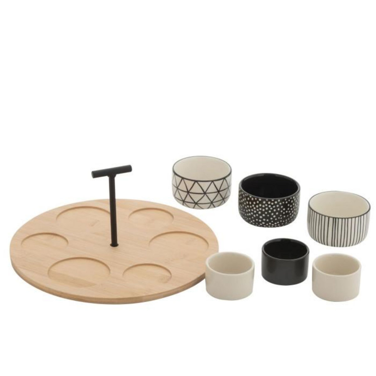 Paris Prix Service Apéritif 7 Pièces  Avery  29cm Noir & Blanc