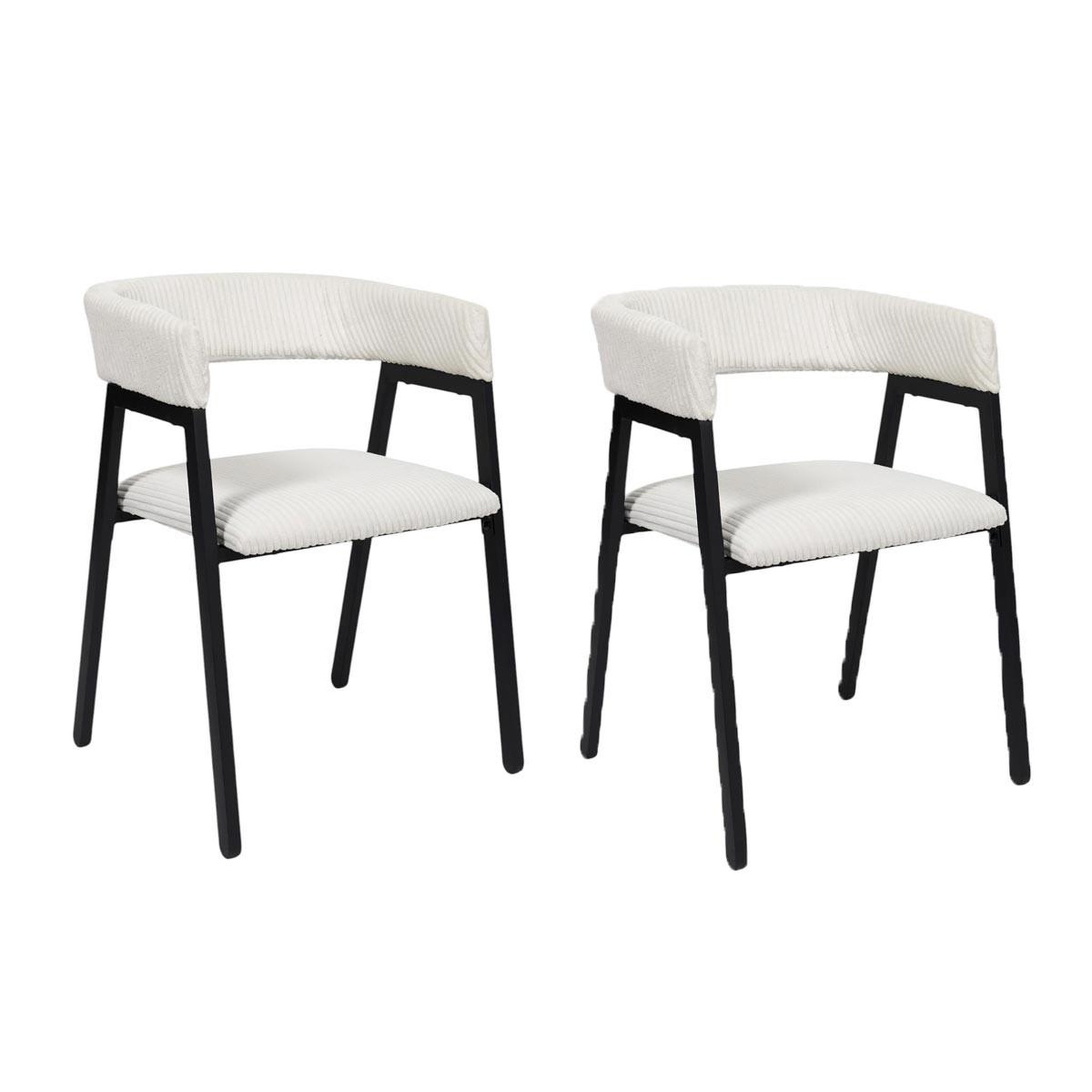 The Home Deco Factory Lot de 2 chaises design côtelé  scott  71cm beige