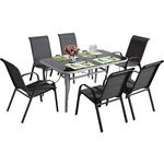 Habitat et Jardin Salon de jardin textilène  cordoba + Porto  6 personnes gris foncé