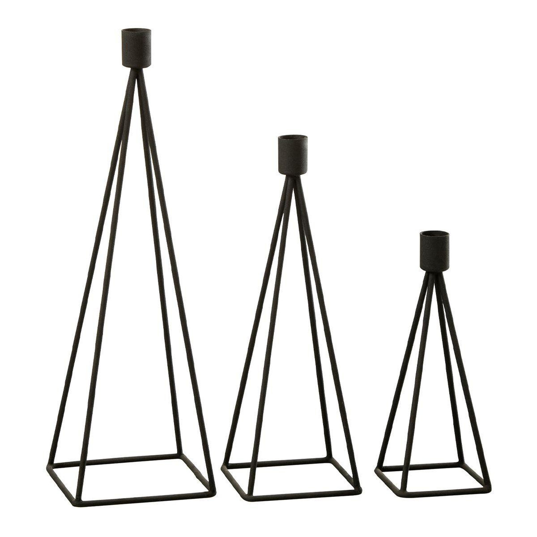 Voir la diapositive 3 : J-LINE Lot de 3 chandeliers design  désiré  38cm noir