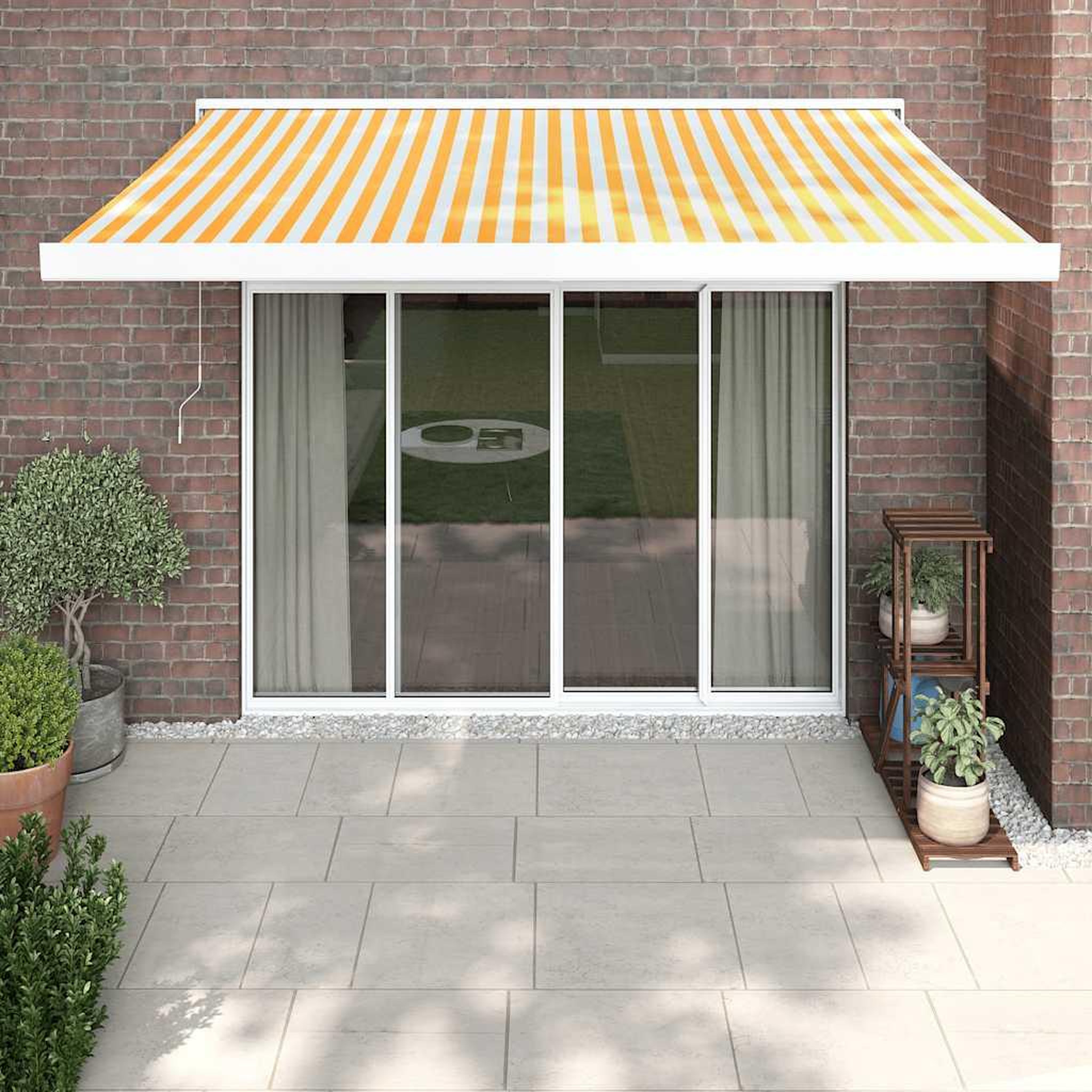 VIDAXL Auvent retractable jaune et blanc 3,5x2,5 m tissu et aluminium