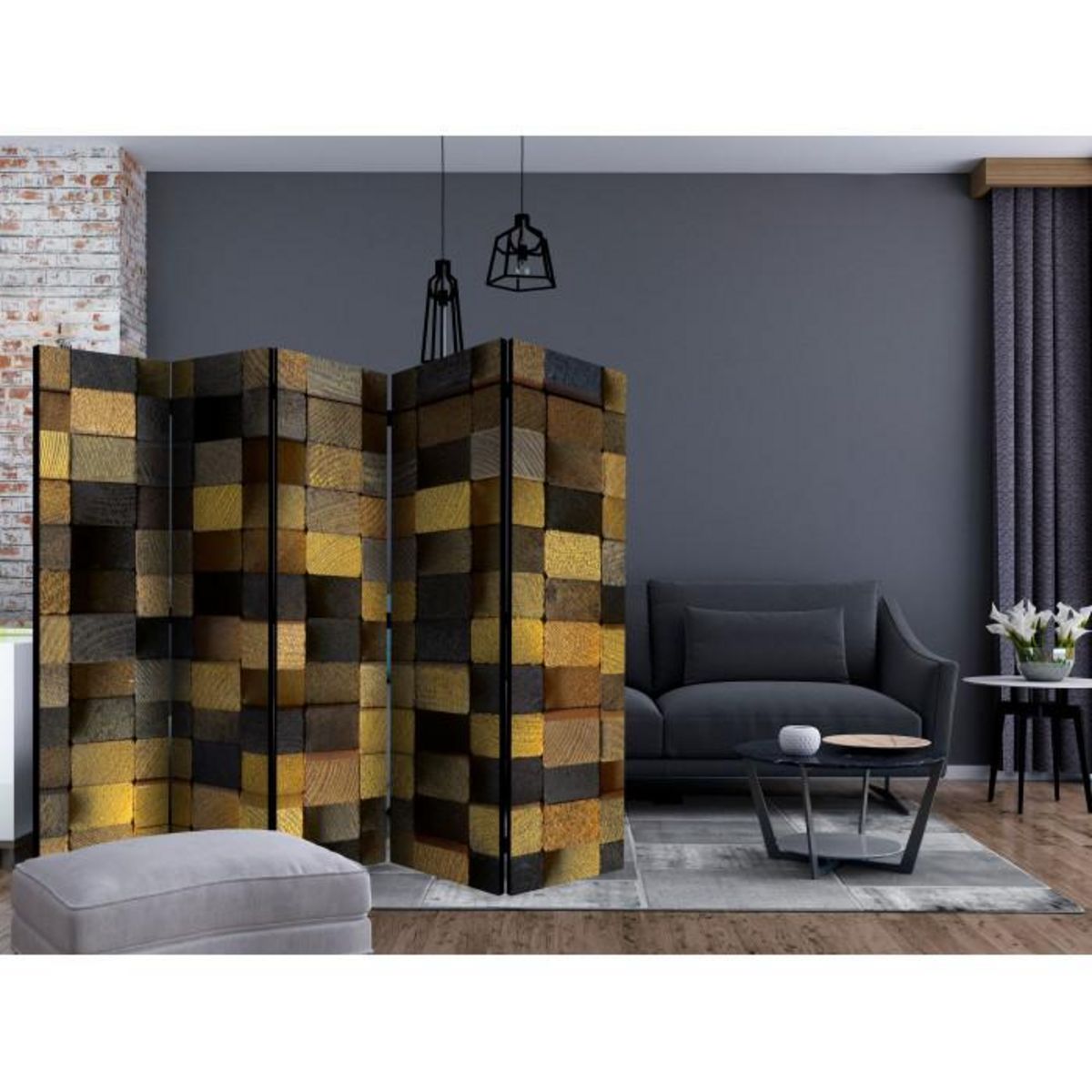 Paris Prix Paravent 5 Volets  Wooden Cubes  172x225cm