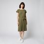 Voir la diapositive 1 : INEXTENSO Robe manches courtes en maille avec ceinture vert kaki femme