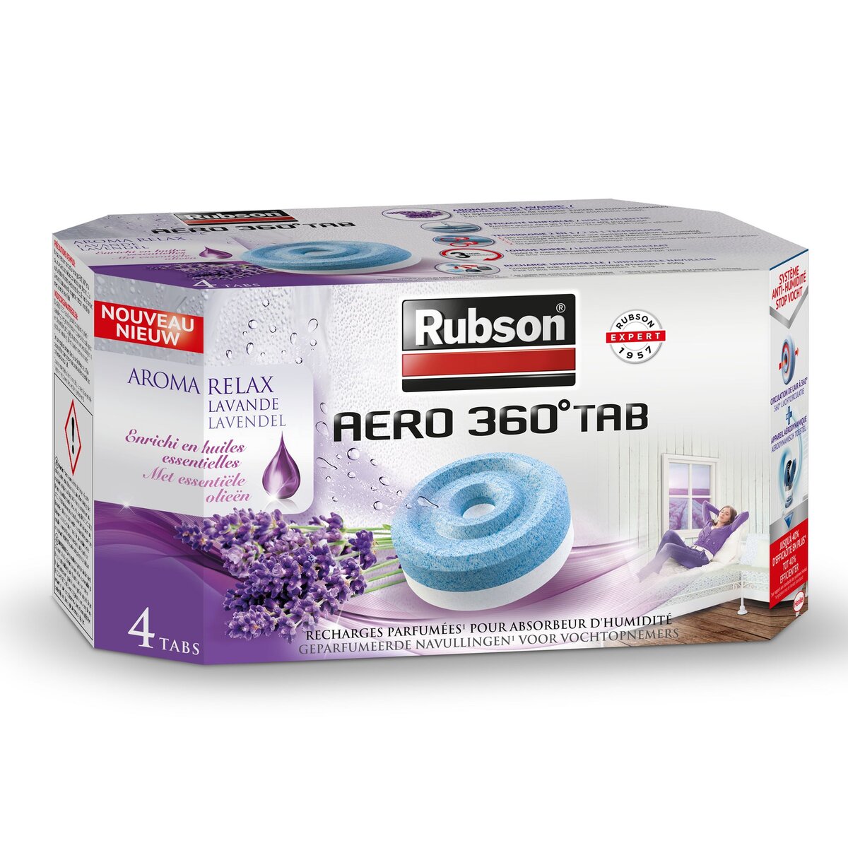 RUBSON Lot de 4 recharges AERO 360 Aroma relax lavande