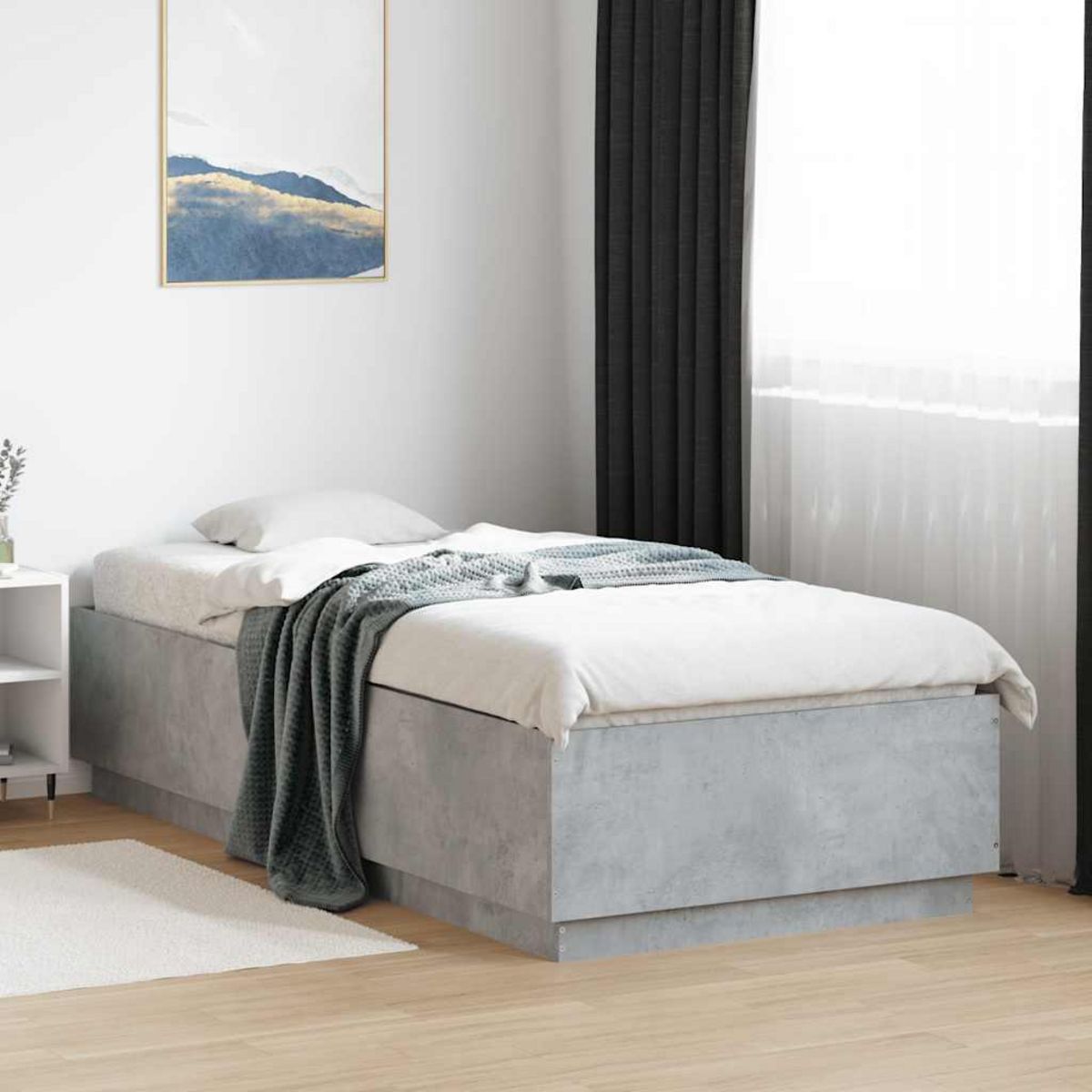 VIDAXL Cadre de lit sans matelas gris beton 100x200 cm