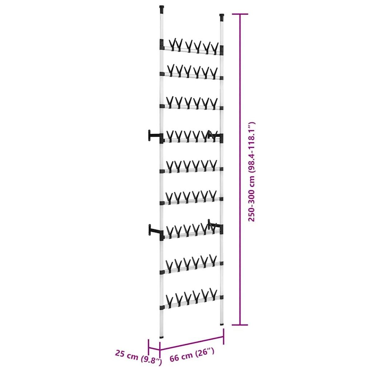 VIDAXL Etagere a chaussures telescopique avec barres Aluminium