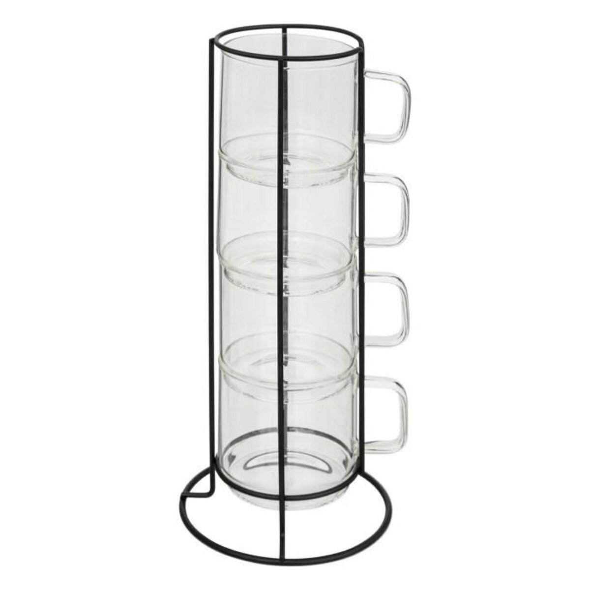 SECRET DE GOURMET Lot de 4 Mugs sur Rack  Mia  30cl Transparent