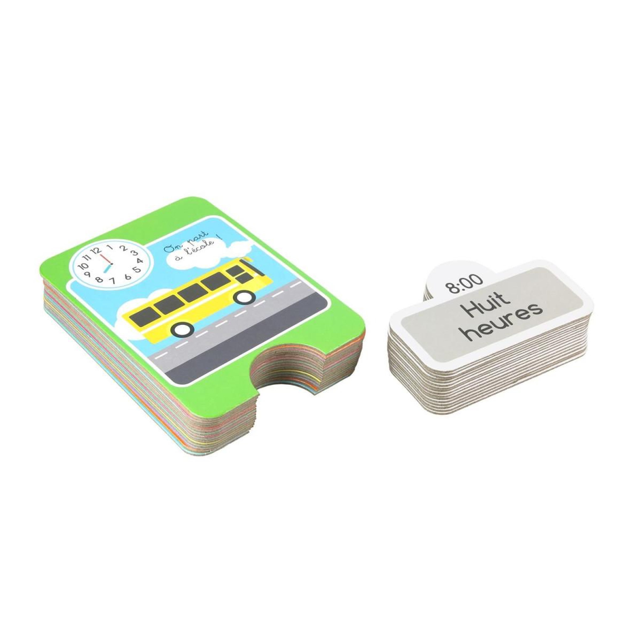 Voir la diapositive 3 : Jeux 2 momes Jeu de cartes educatives  j'apprends l'heure  22cm multicolore