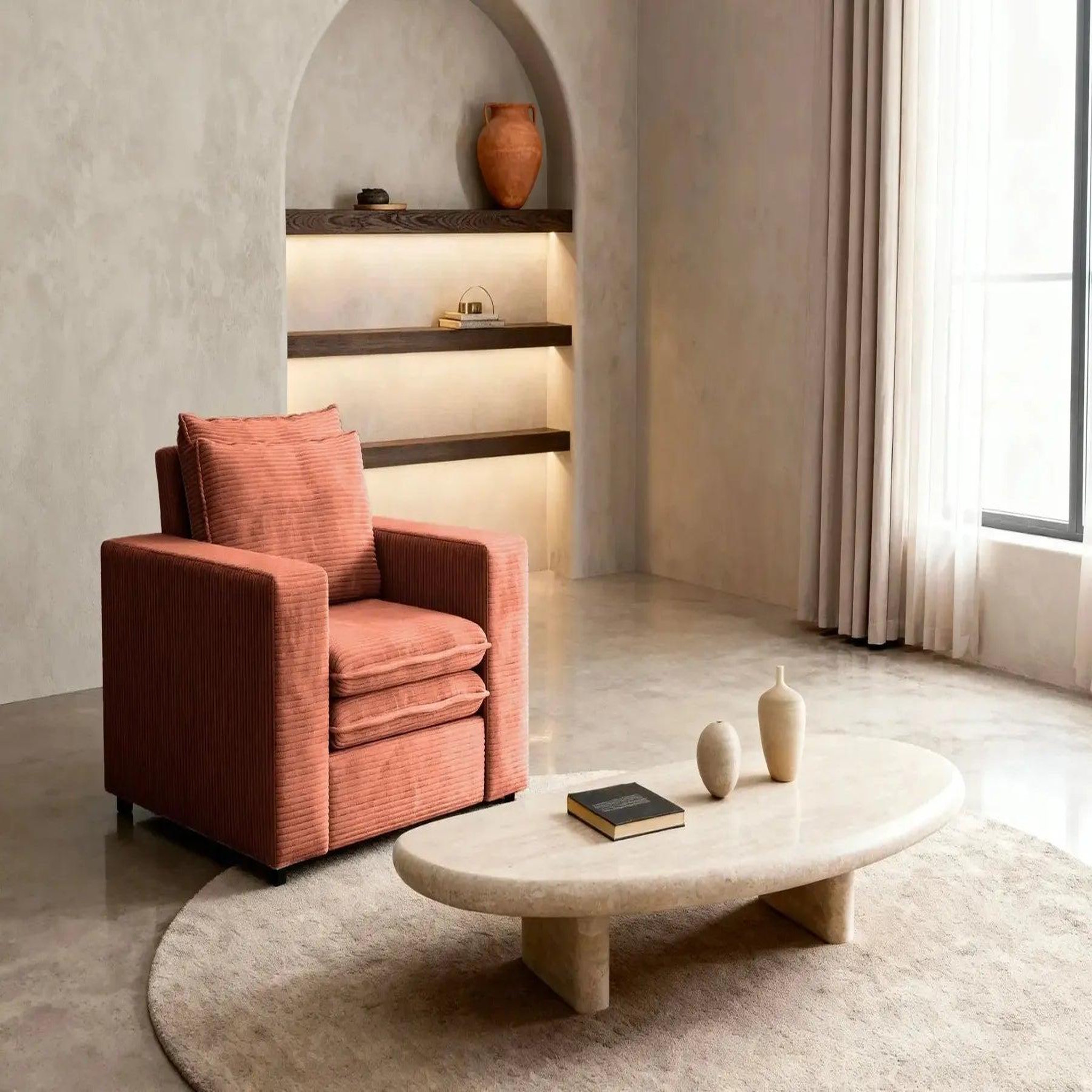 Voir la diapositive 4 : CASANOVA PARIS Oscar - fauteuil en velours côtelé
