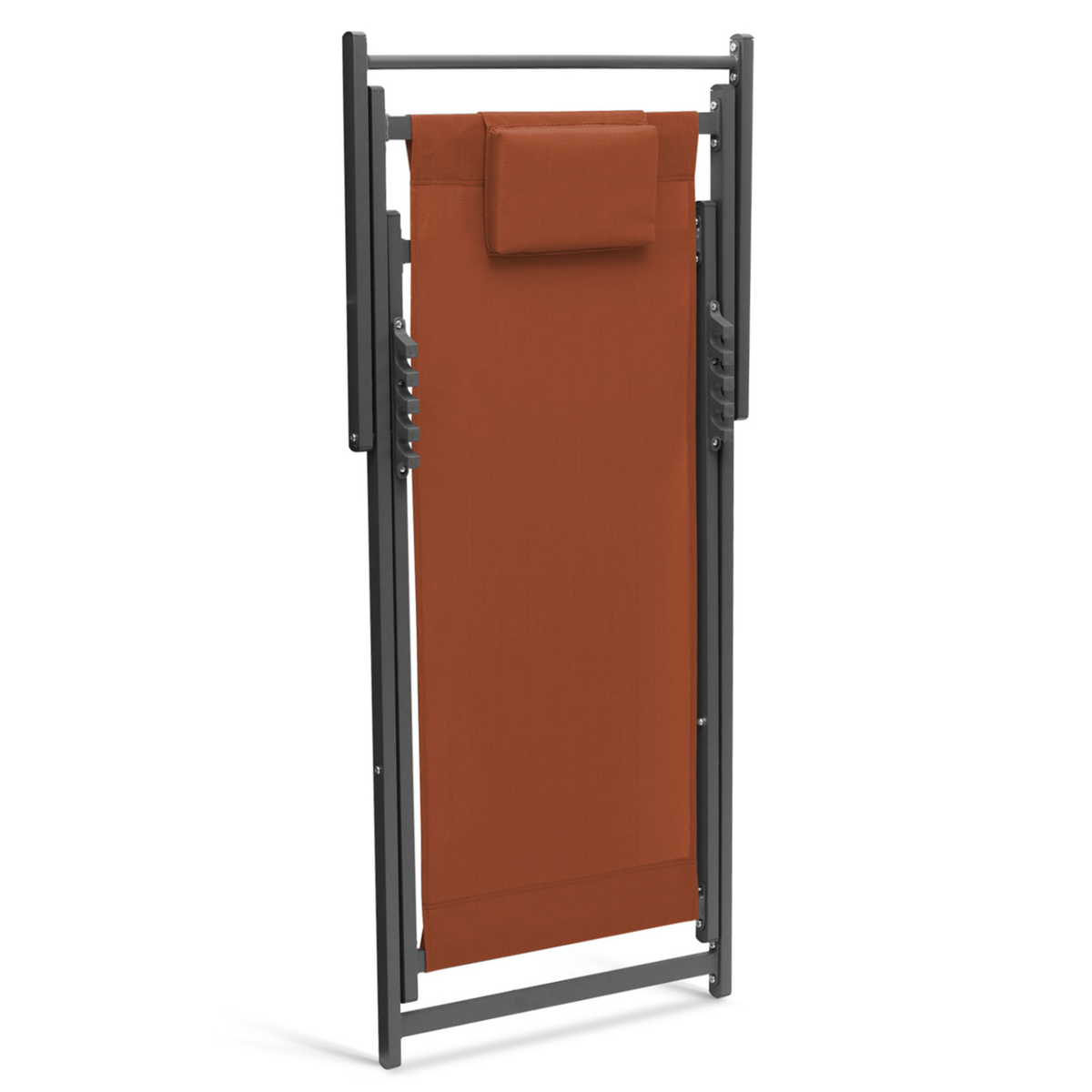 ID MARKET Lot de 2 chiliennes LOTA en acier et toile textilène terracotta