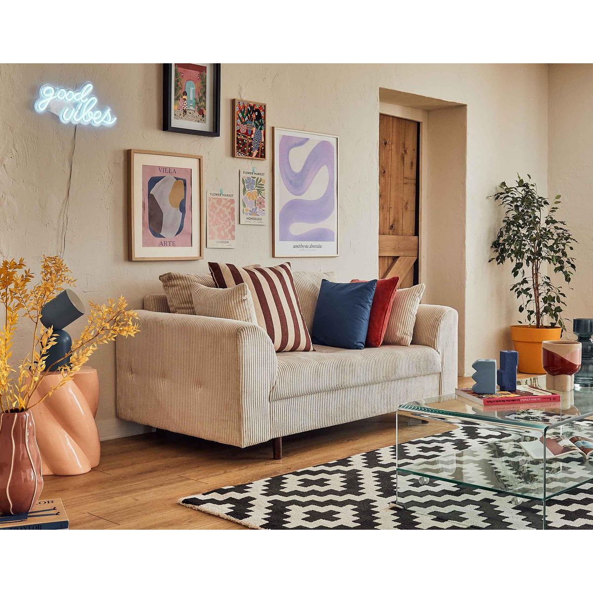 LISA DESIGN Rune - canapé 2 places - en velours côtelé