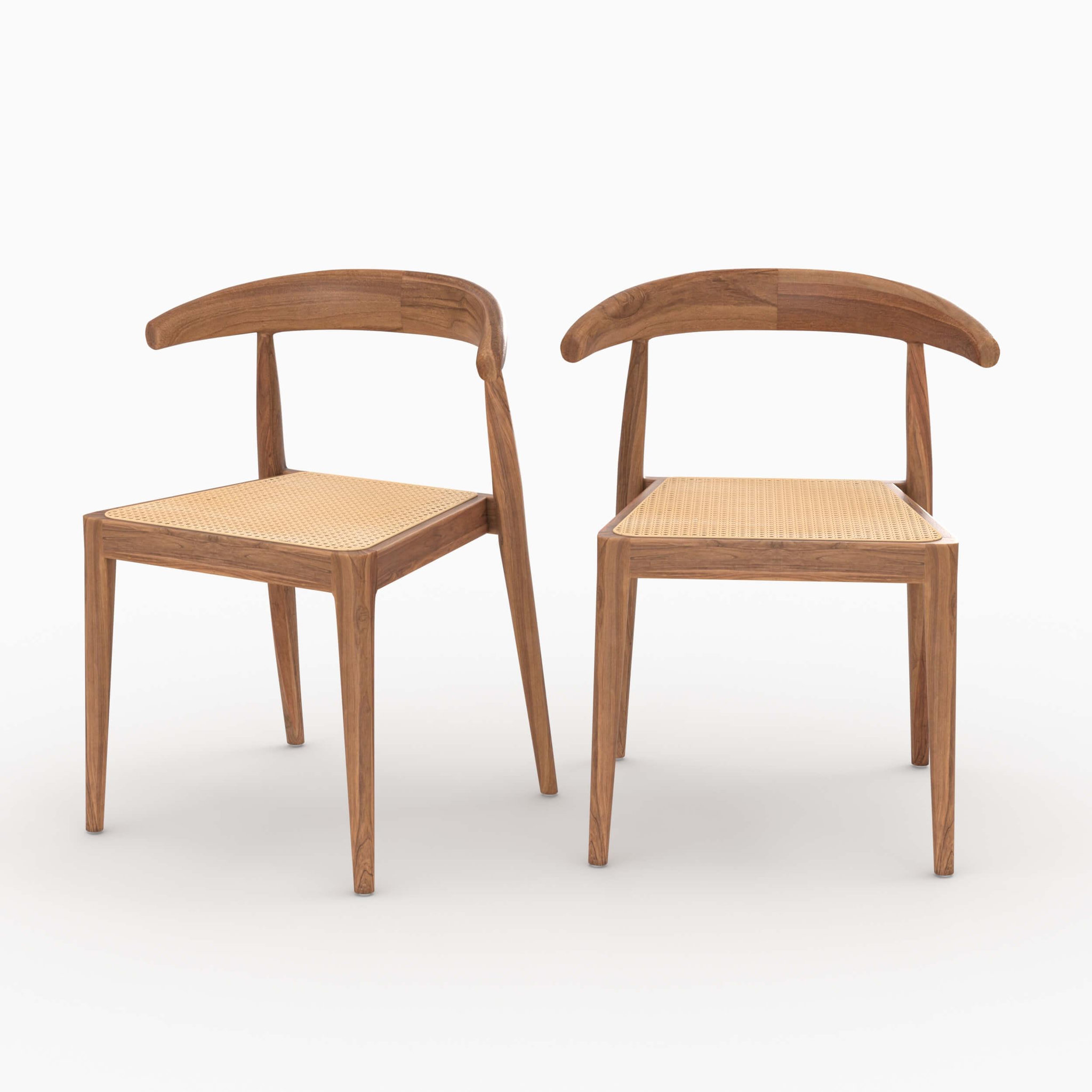 MAISON PAVANE Lot de 2 chaises en bois de teck et cannage en rotin-alia