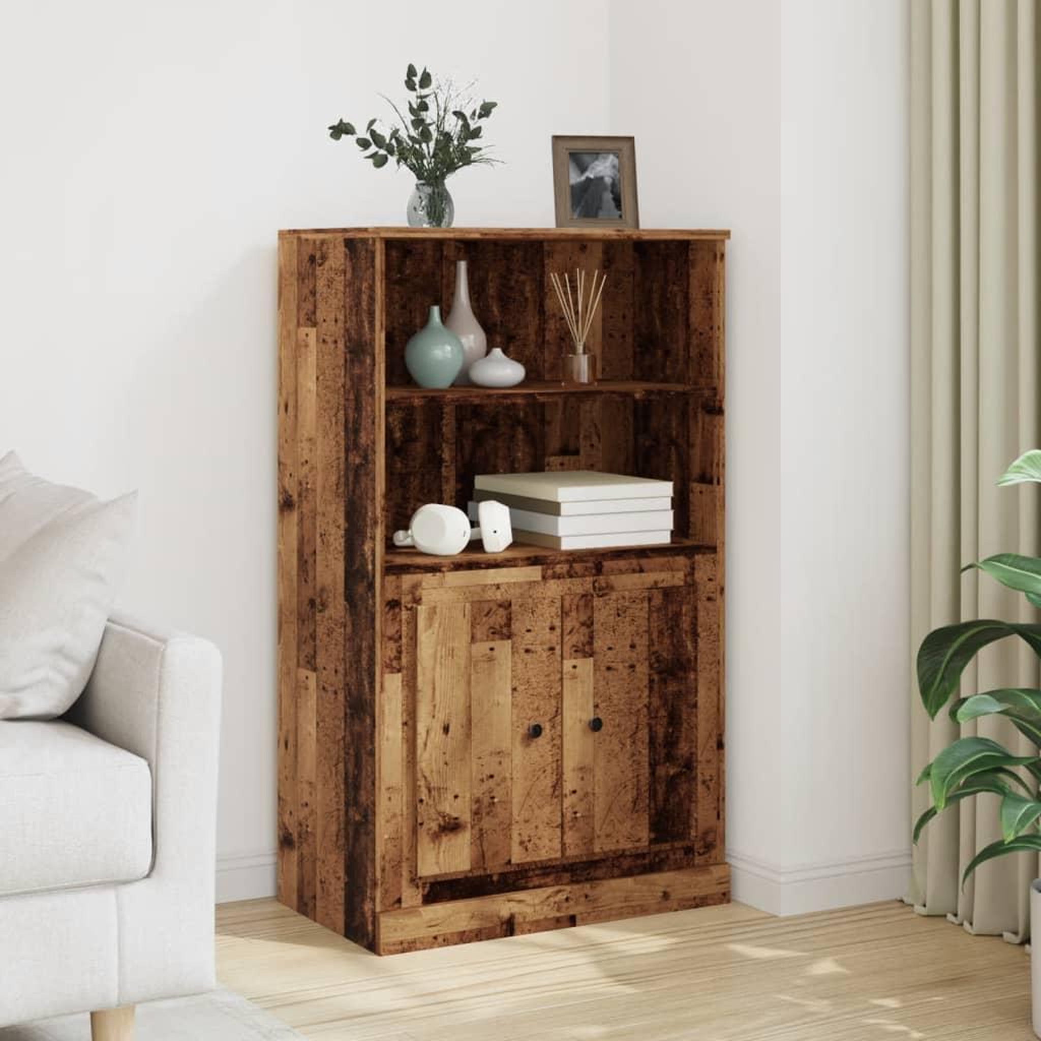 VIDAXL Buffet haut vieux bois 60x35,5x103,5 cm bois d'ingenierie