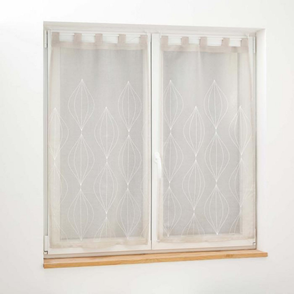 Paris Prix Paire de Voilages Brodés  Galactee  60x90cm Taupe