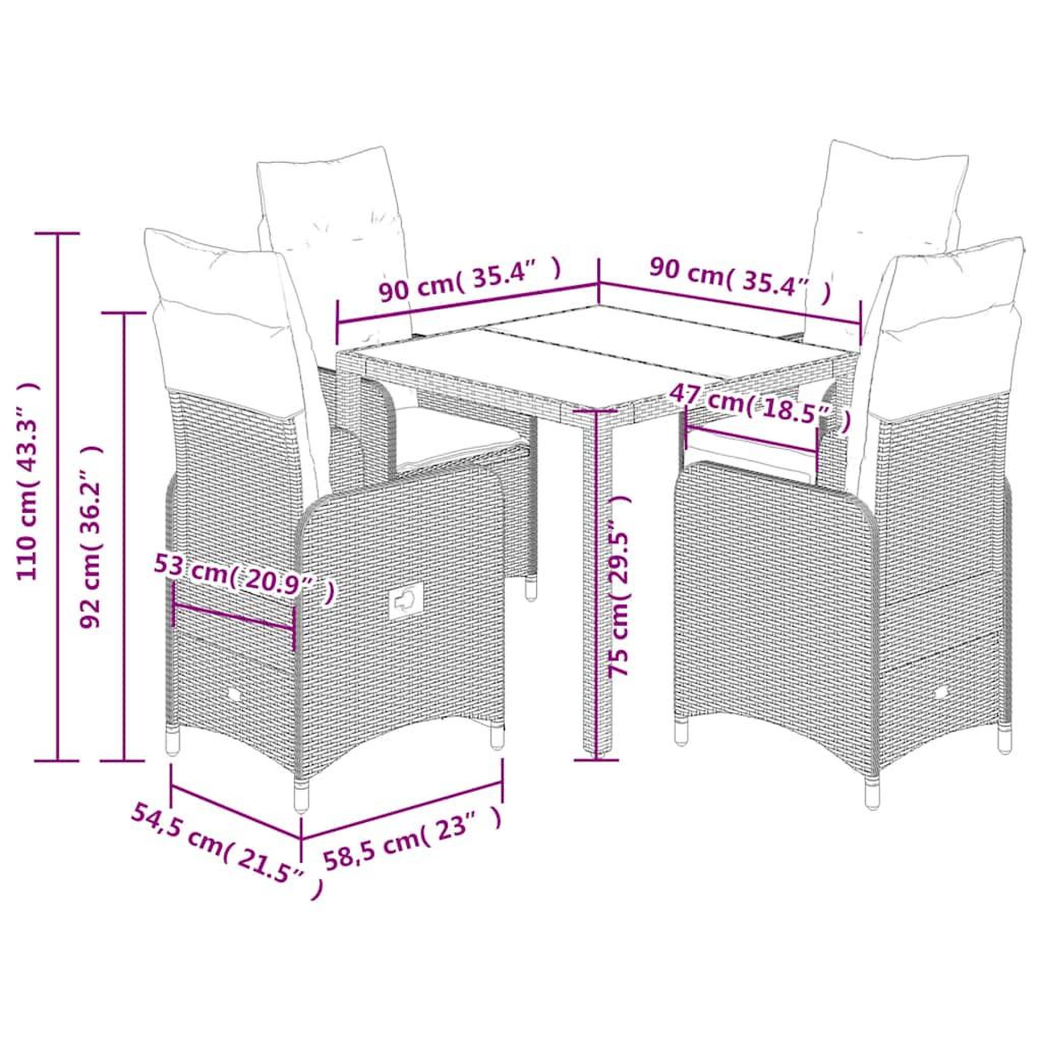 Voir la diapositive 6 : VIDAXL Ensemble de bistro de jardin 5 pcs coussins gris poly rotin