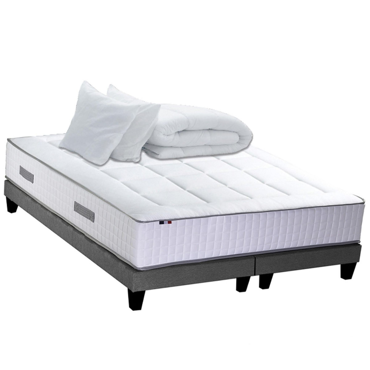 IDLITERIE Ensemble matelas BELLAGIO et sommier, 7 zones, mémoire de forme