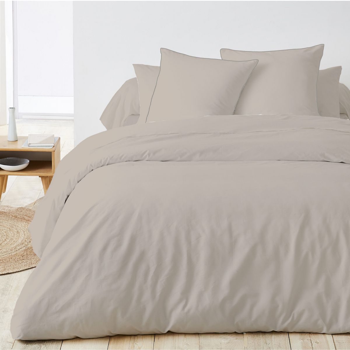 Taie d'oreiller unie en coton percale
