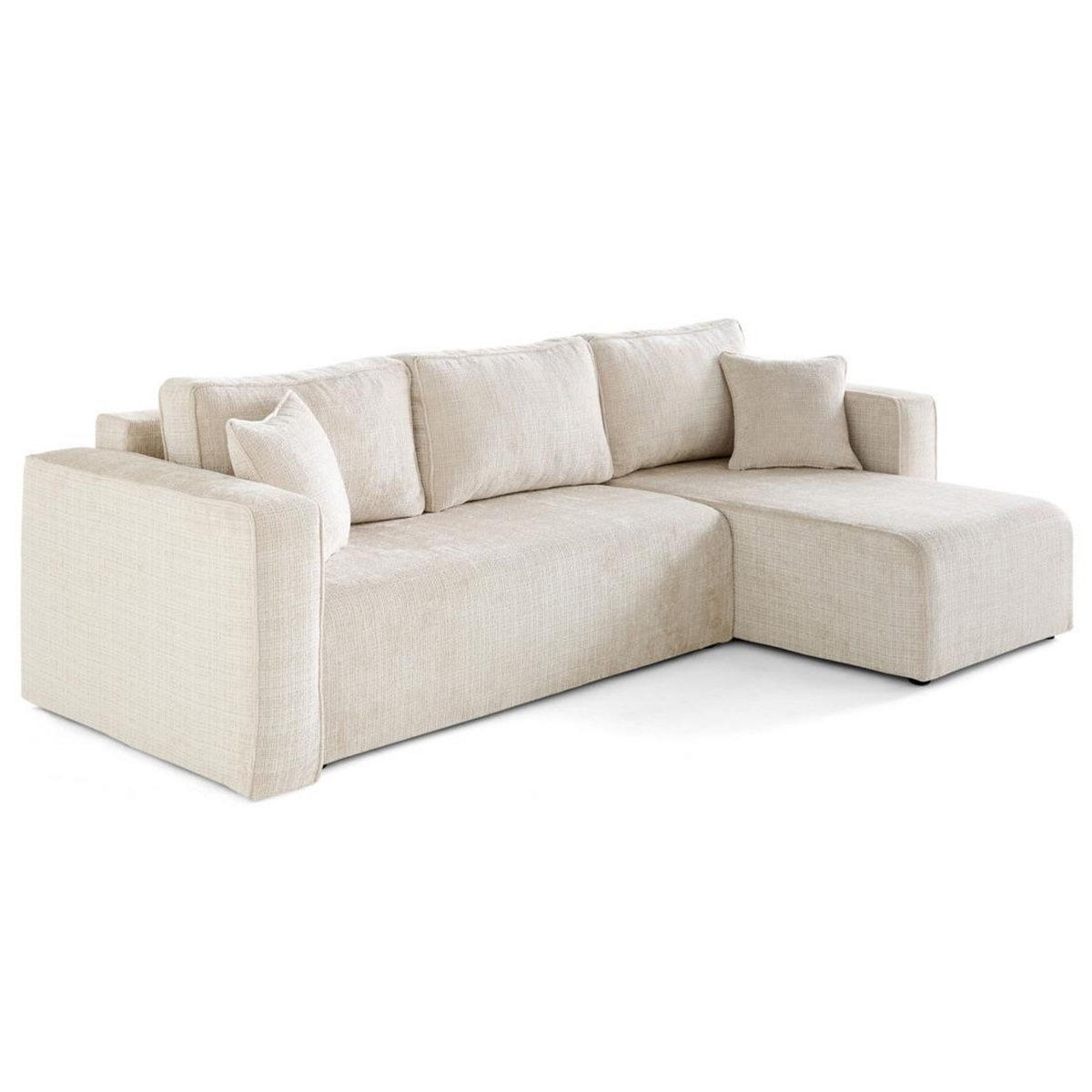 BEST MOBILIER Topaze - canapé d'angle déhoussable réversible 4 places en velours texturé