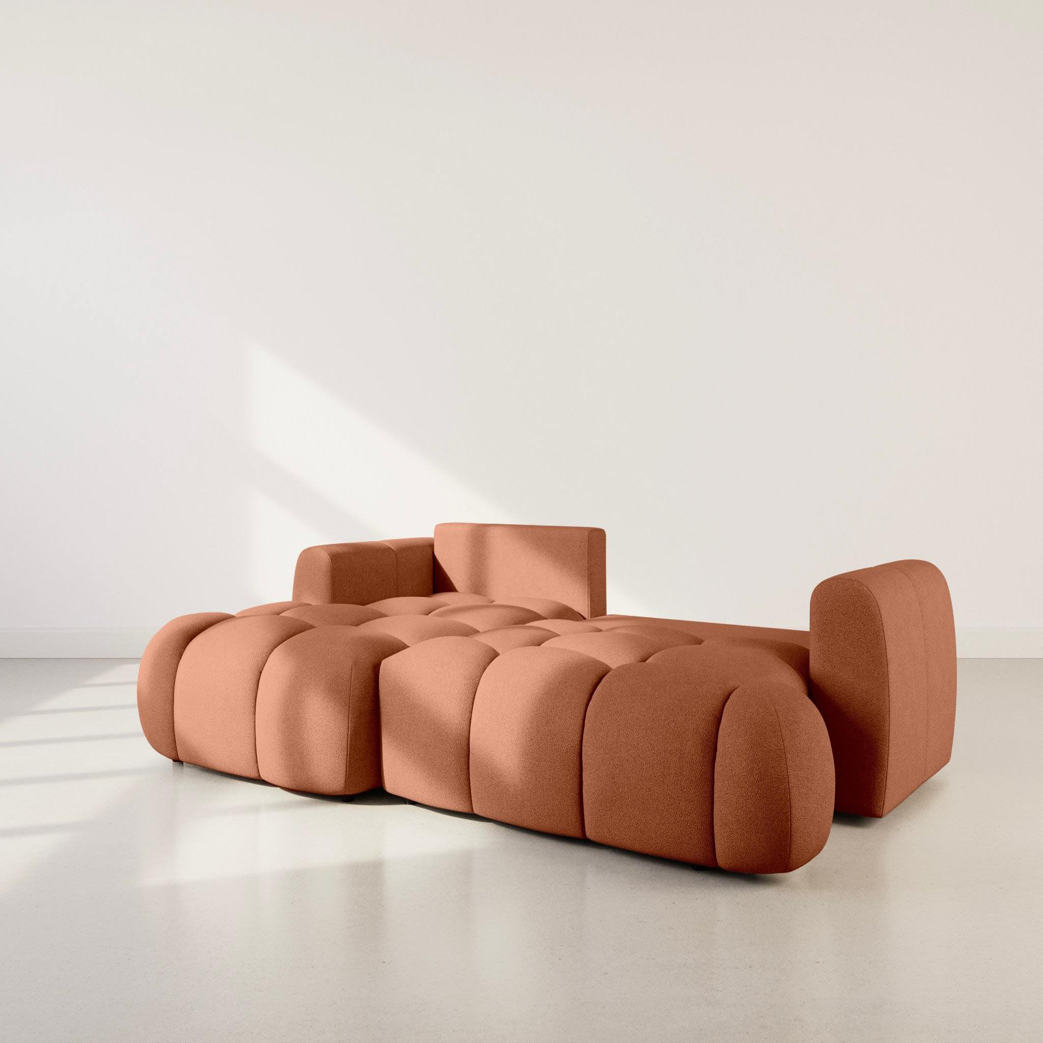 Voir la diapositive 4 : BEST MOBILIER Yulin - canapé d'angle gauche 4 places convertible avec coffre en tissu bouclette