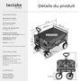 Voir la diapositive 6 : tectake Chariot pliable avec poignée téléscopique gris