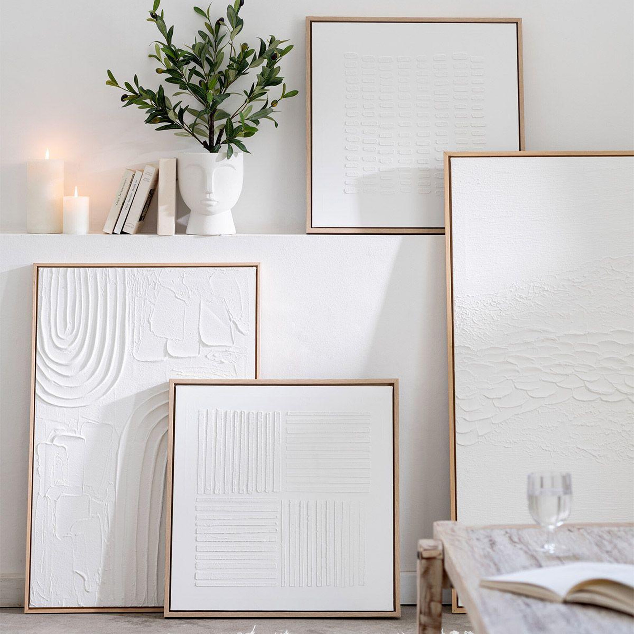 Voir la diapositive 4 : J-LINE Tableau déco  lauwra  80x120cm blanc