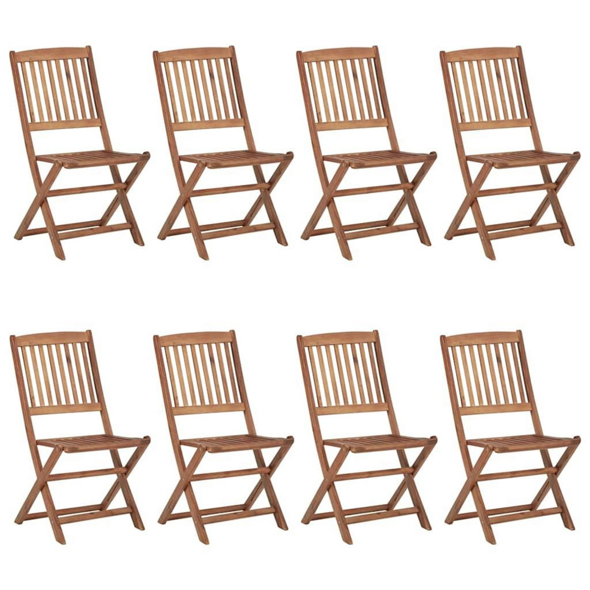 VIDAXL Chaises pliables de jardin lot de 8 avec coussins Bois d'acacia