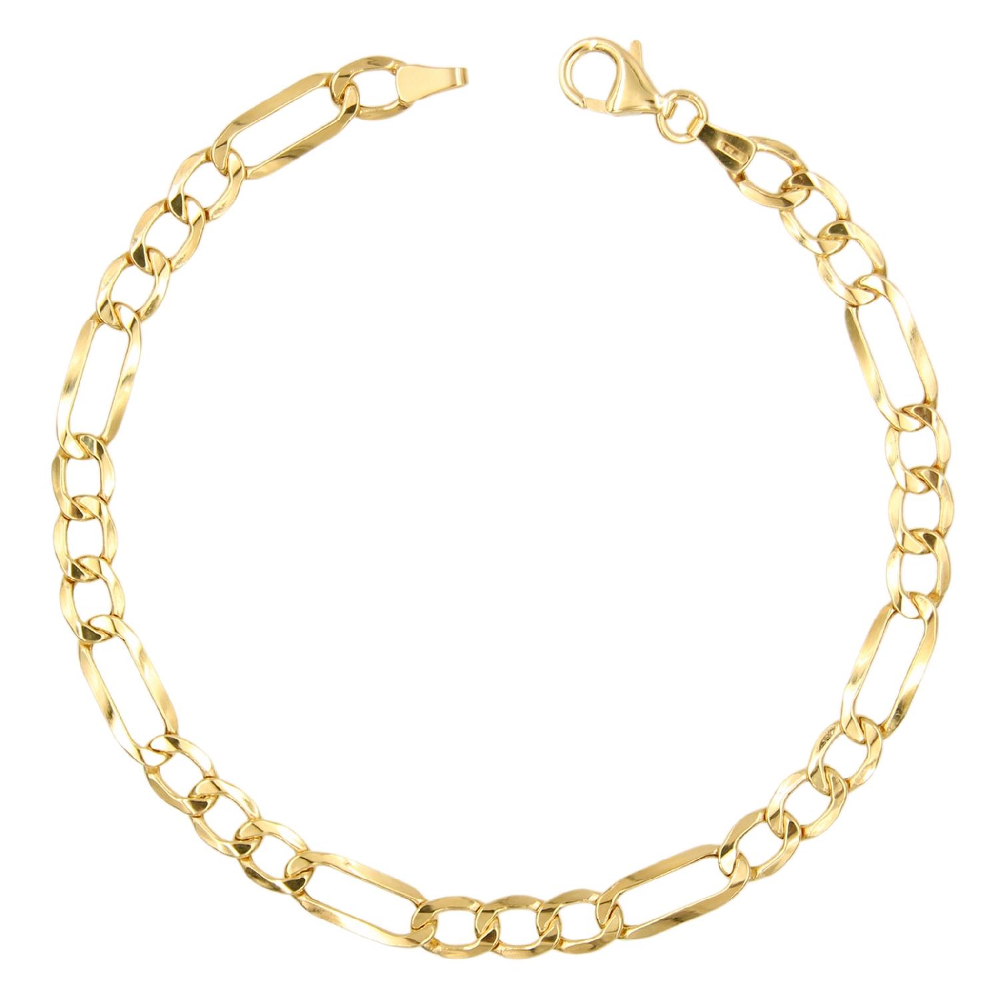 L'ATELIER D'AZUR Bracelet Or Jaune Maille Figaro Alternée 1+3 - Homme