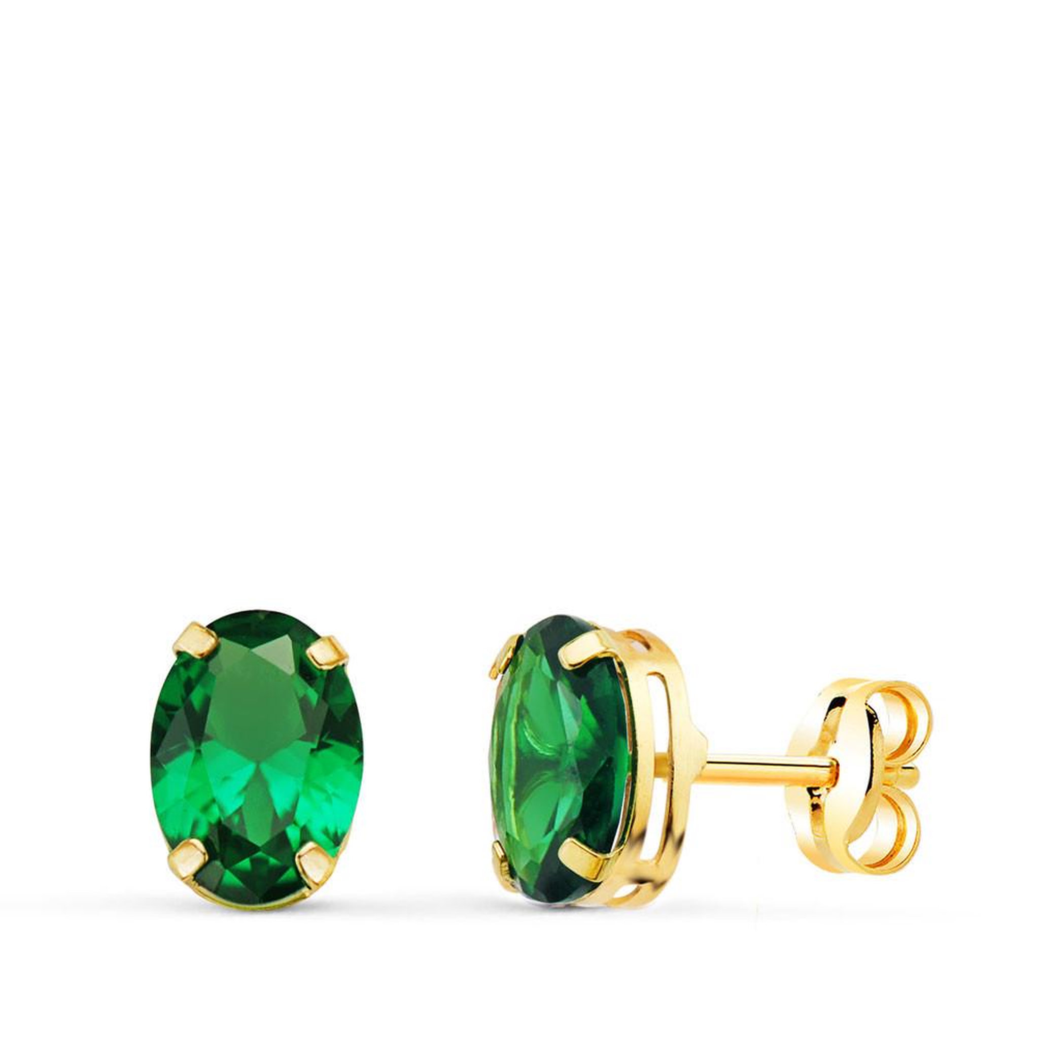 L'ATELIER D'AZUR Boucles d'Oreilles Or 18 Carats 750/000 - Zirconiums Vert Emeraude