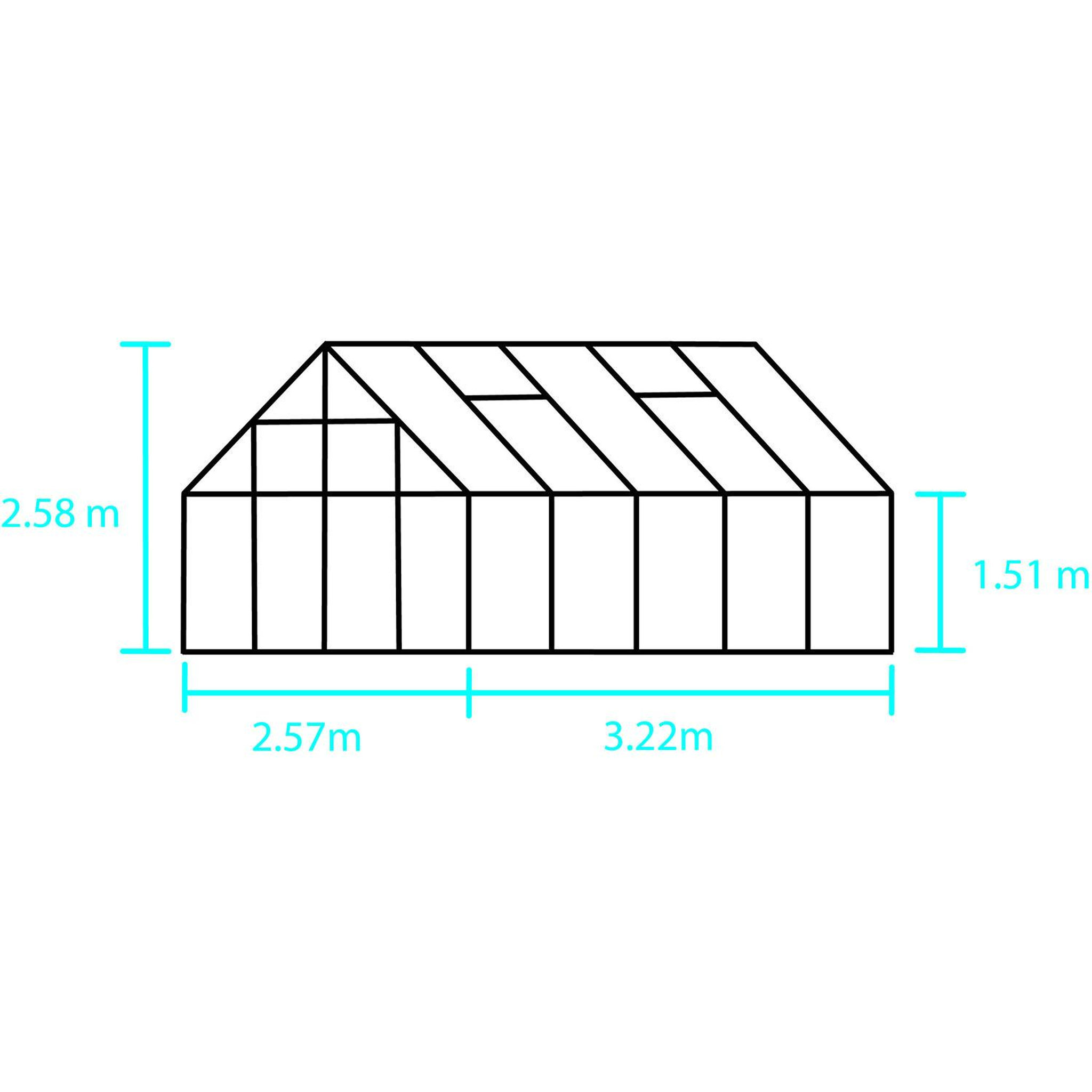 Voir la diapositive 4 : Halls Serre de jardin 8.3m² en aluminium et polycarbonate 6mm + embase - 70917 + SO1651