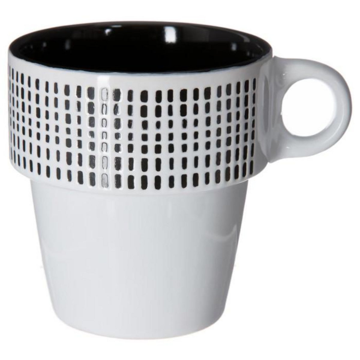 SECRET DE GOURMET Lot de 6 Mugs sur Rack  Ethnik  26cl Noir & Blanc