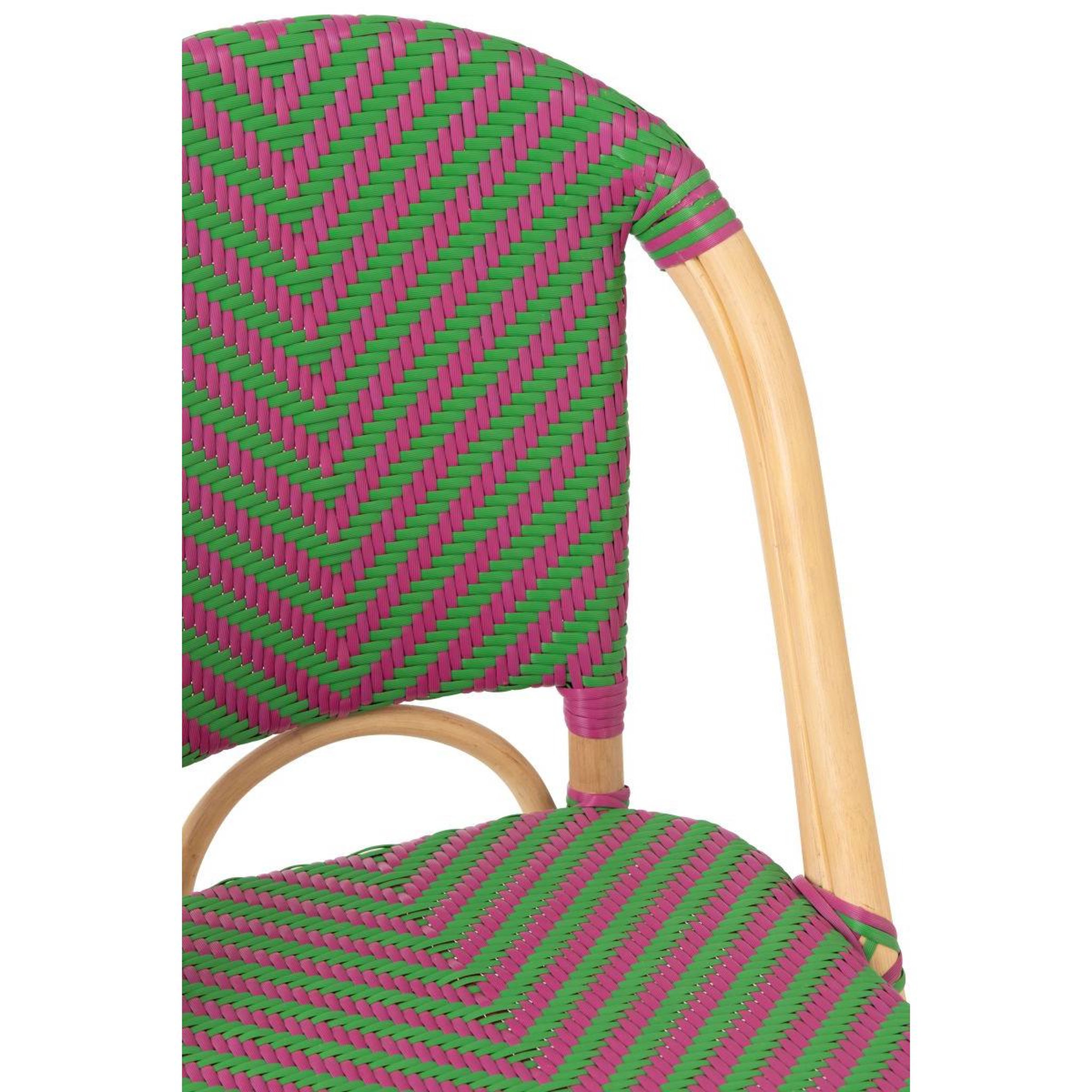Voir la diapositive 6 : J-LINE Chaise en rotin  geo  86cm rose & vert