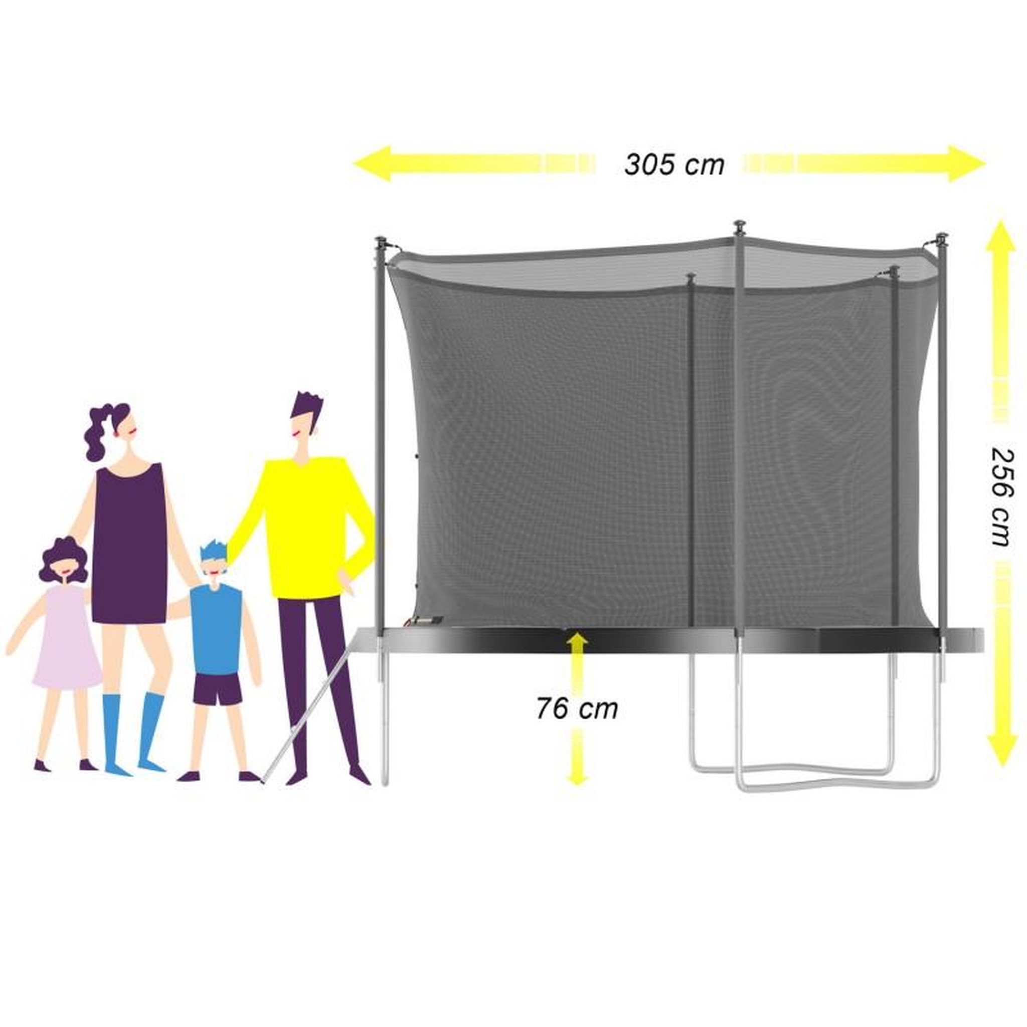 Voir la diapositive 2 : JUMP4FUN Trampoline de jardin ø 305 cm- 10FT- Filet intérieur, Matelas de protection et Echelle