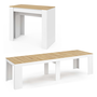 Voir la diapositive 1 : ID MARKET Table console extensible ORLANDO 14 personnes 300 cm blanc et façon hêtre