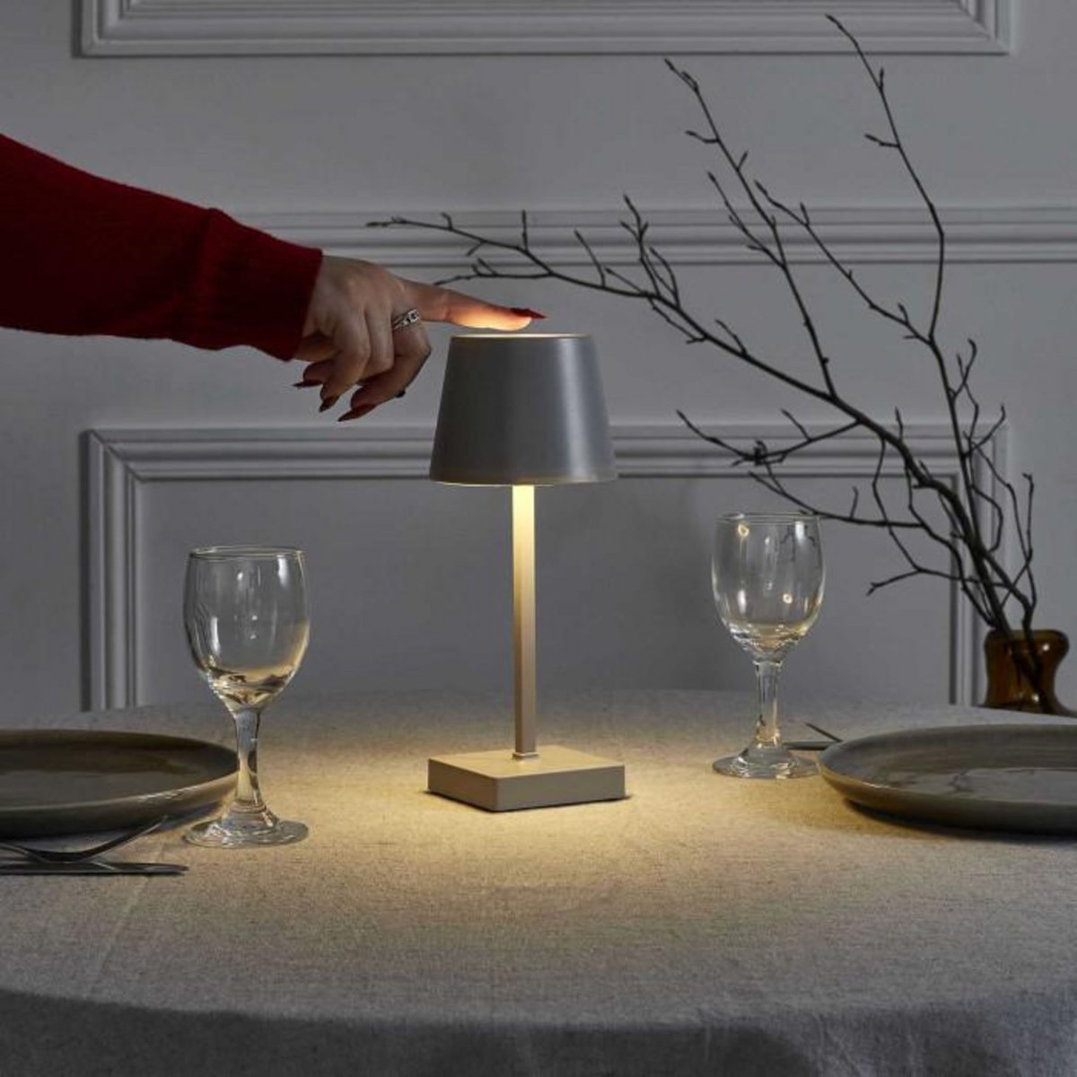 Paris Prix Lampe à Poser Tactile  LED  26cm Taupe