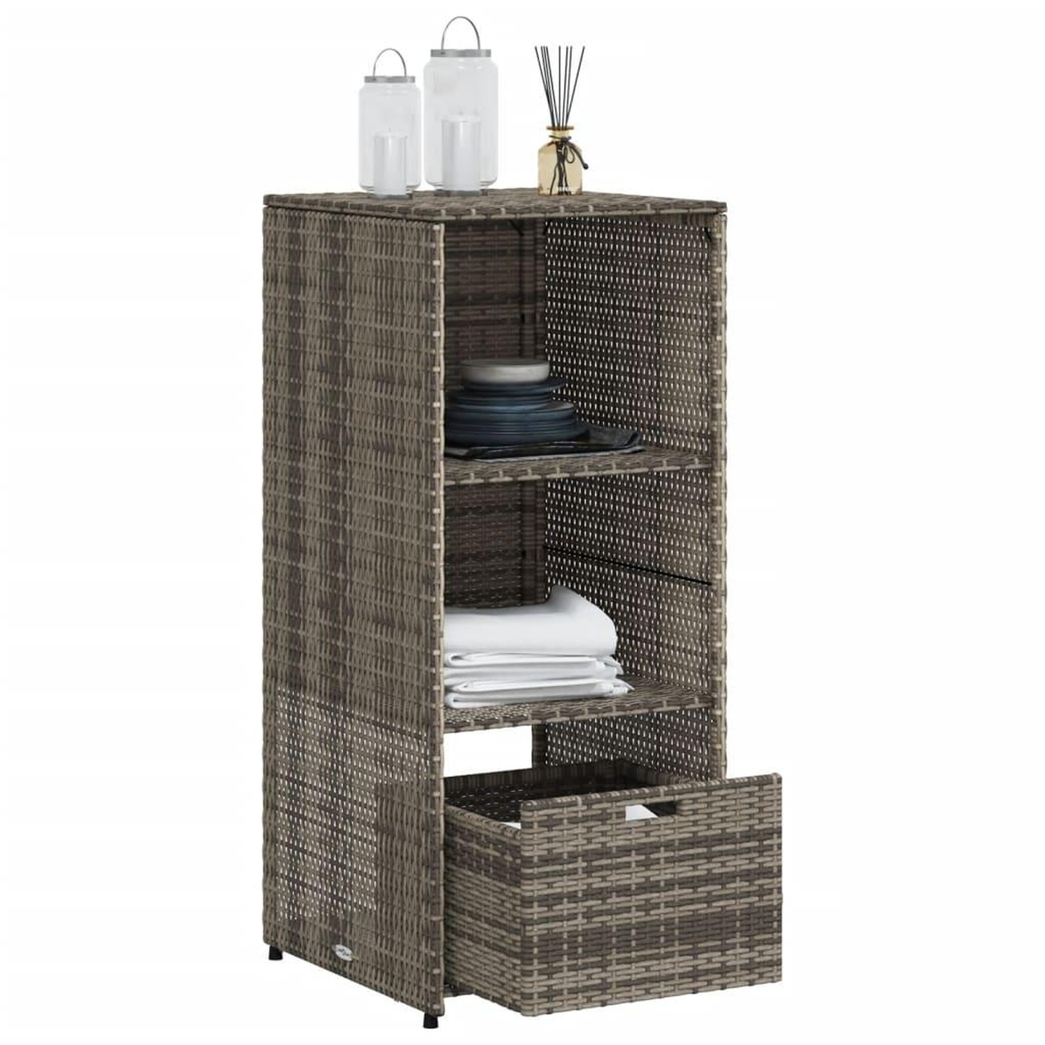 Voir la diapositive 5 : VIDAXL Armoire de rangement de jardin gris 50x55x115 cm resine tressee