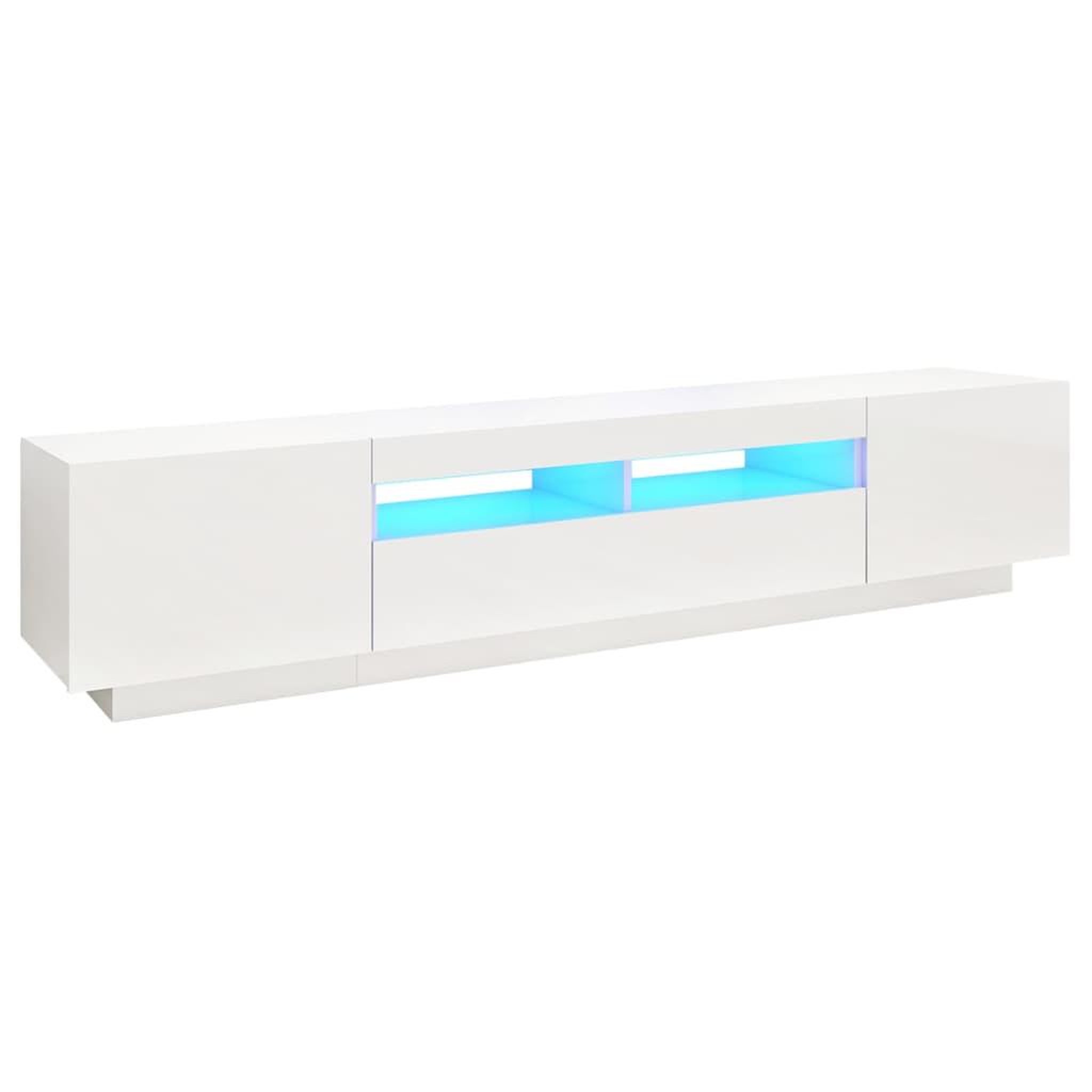 Voir la diapositive 2 : VIDAXL Meuble TV avec lumieres LED Blanc brillant 200x35x40 cm