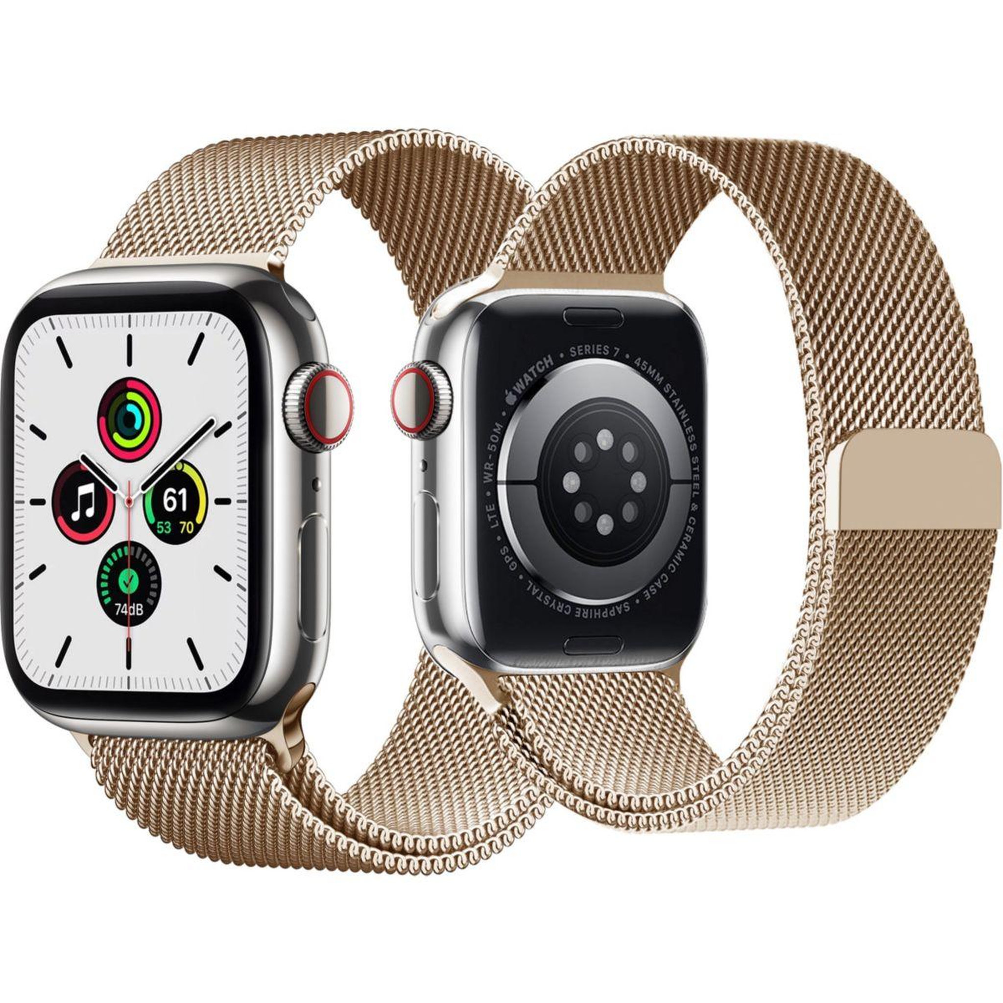 Voir la diapositive 2 : ADEQWAT Bracelet Apple Watch 42/44/45/49 mm titane Or