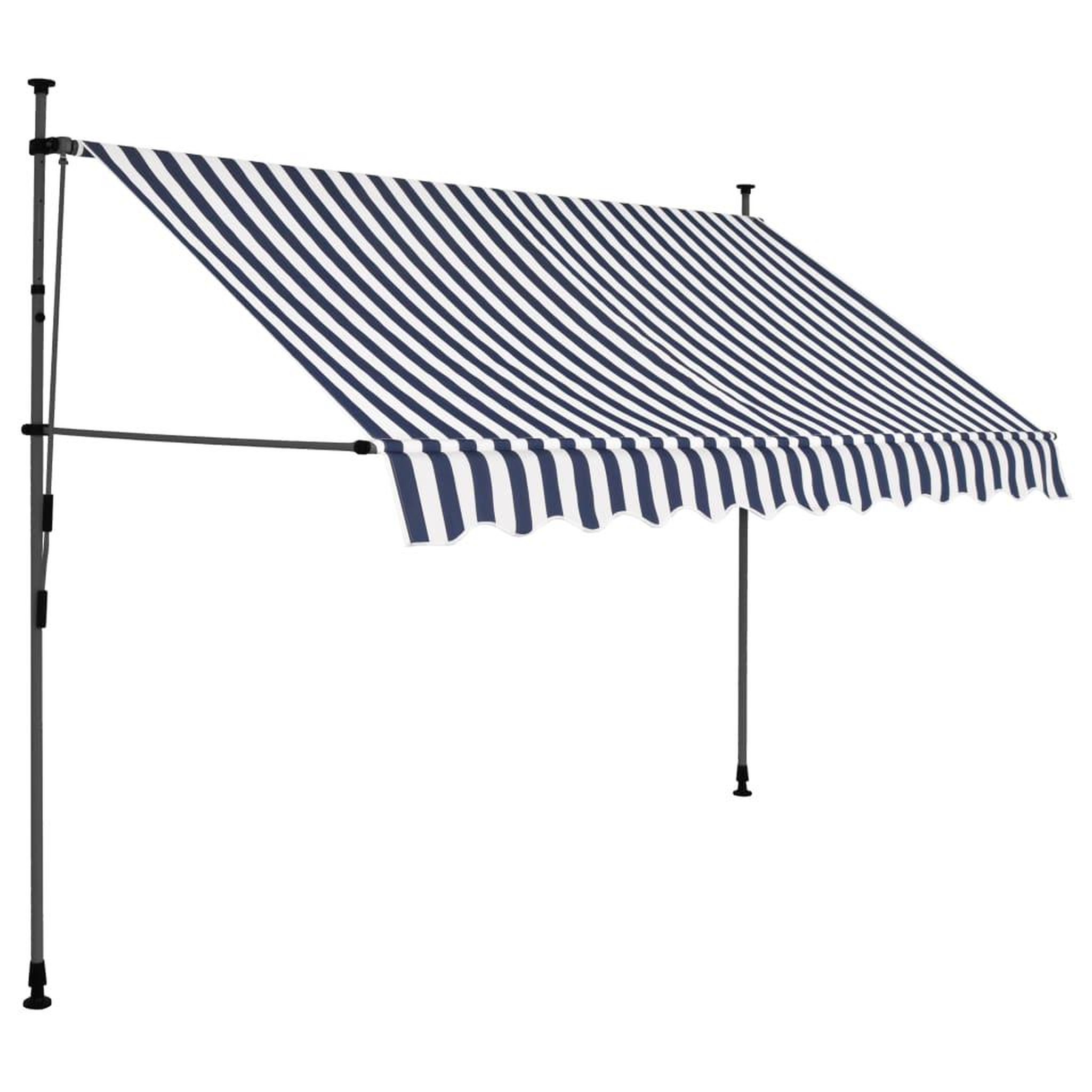 Voir la diapositive 2 : VIDAXL Auvent manuel retractable avec LED 300 cm Bleu et blanc