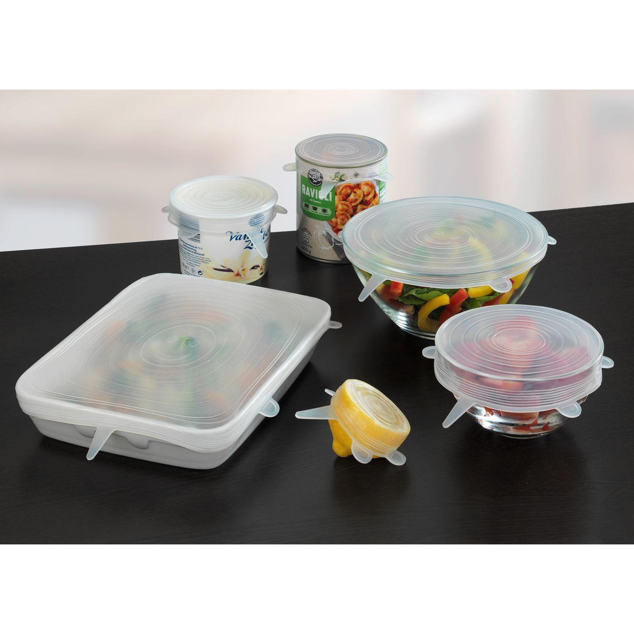Voir la diapositive 4 : Wenko 6 couvres-pots extensibles en silicone stretch - blanc
