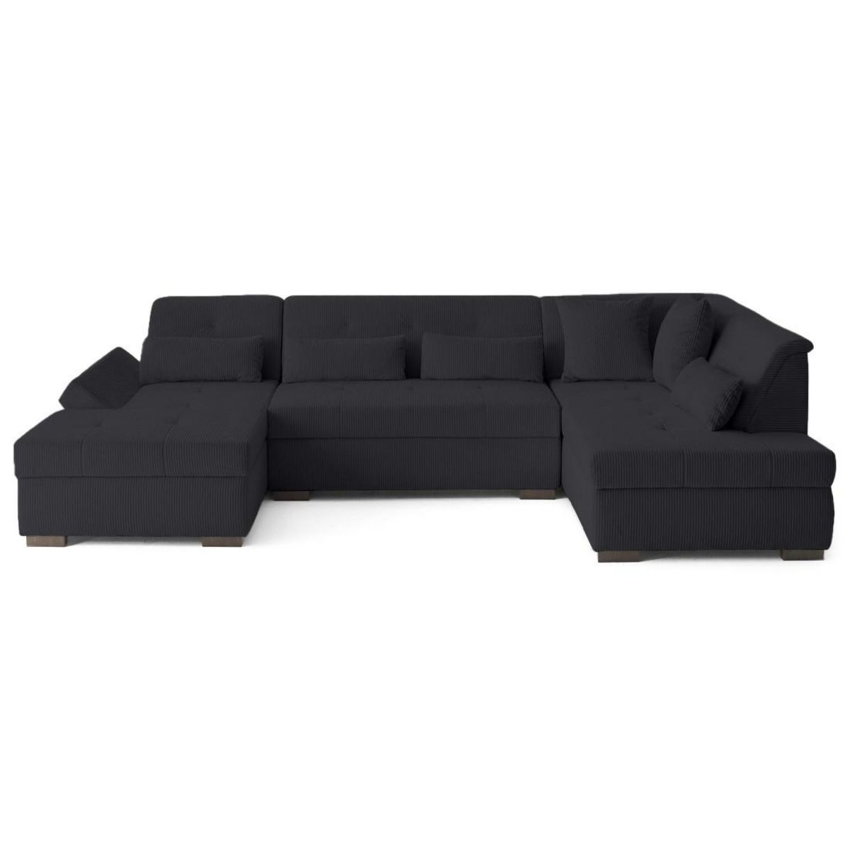 LISA DESIGN Vermont s - canapé panoramique d'angle droit 7 places en velours côtelé