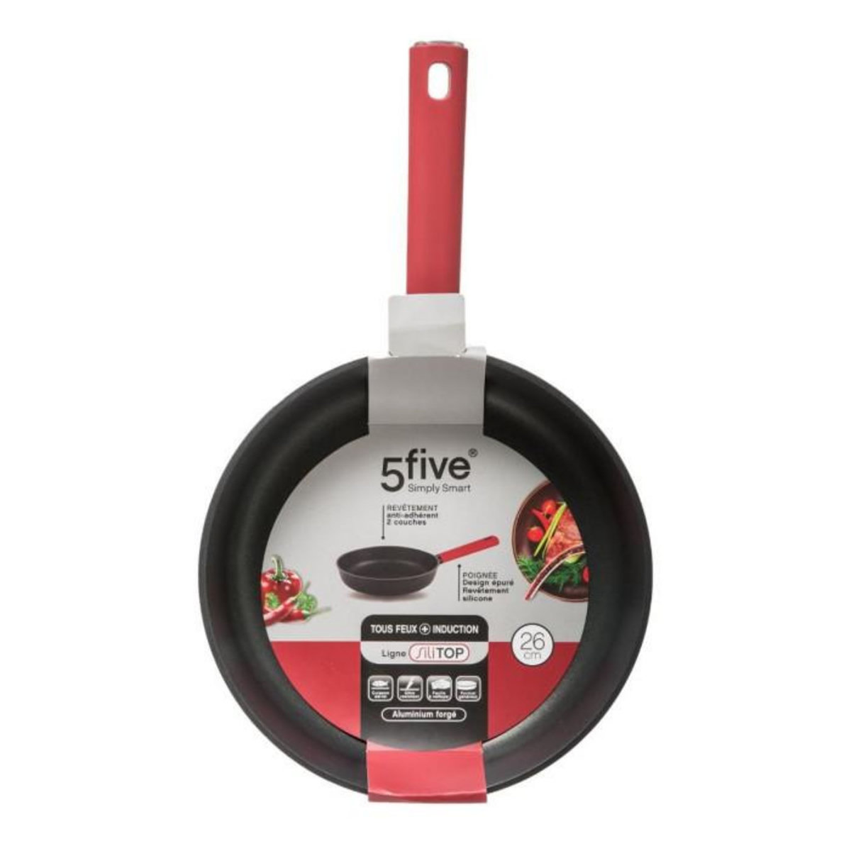 FIVE Poêle en Aluminium Forgé  Silitop  26cm Noir